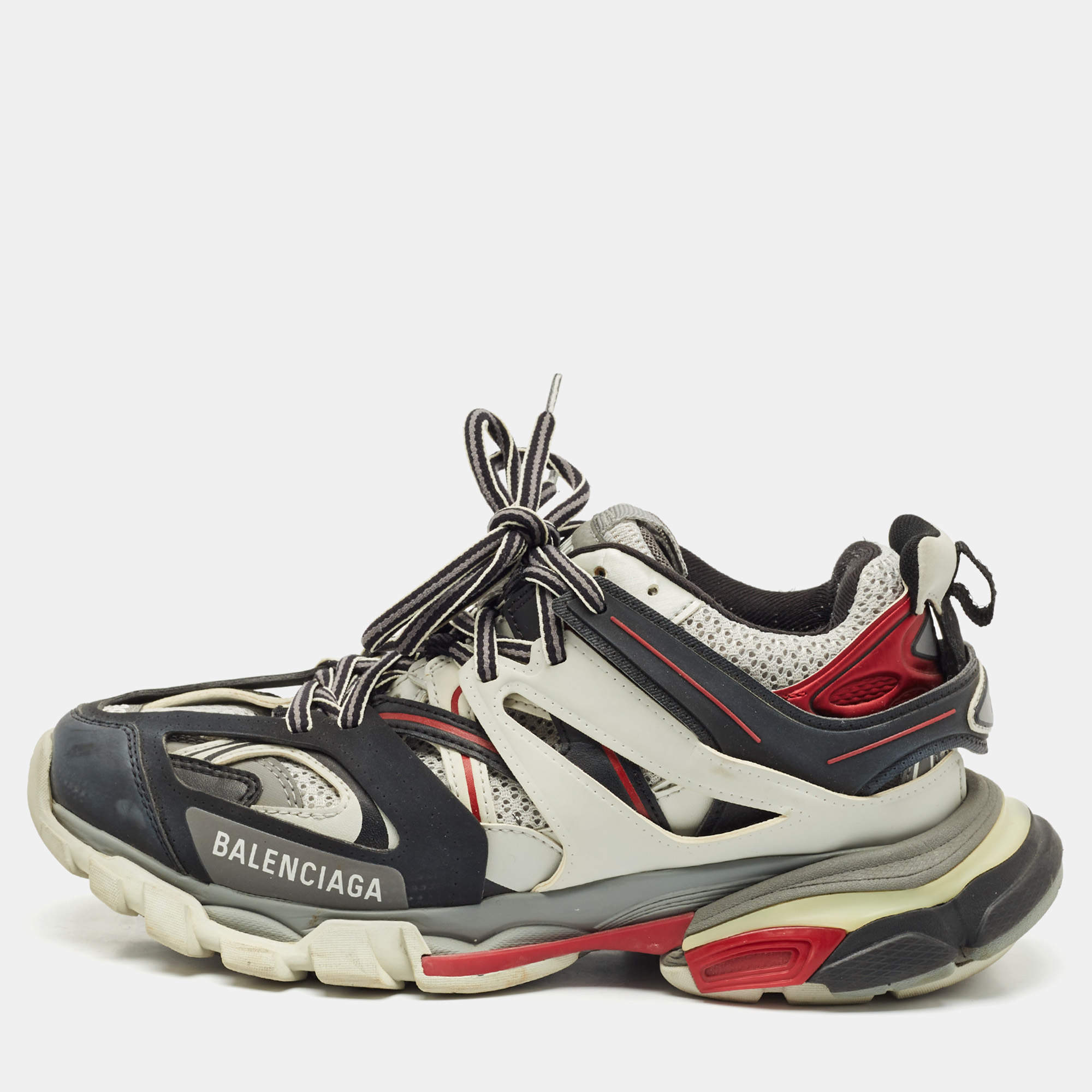 Pre Owned Balenciaga Multicolor Leather and Mesh Track Low Top Sneakers Size 38