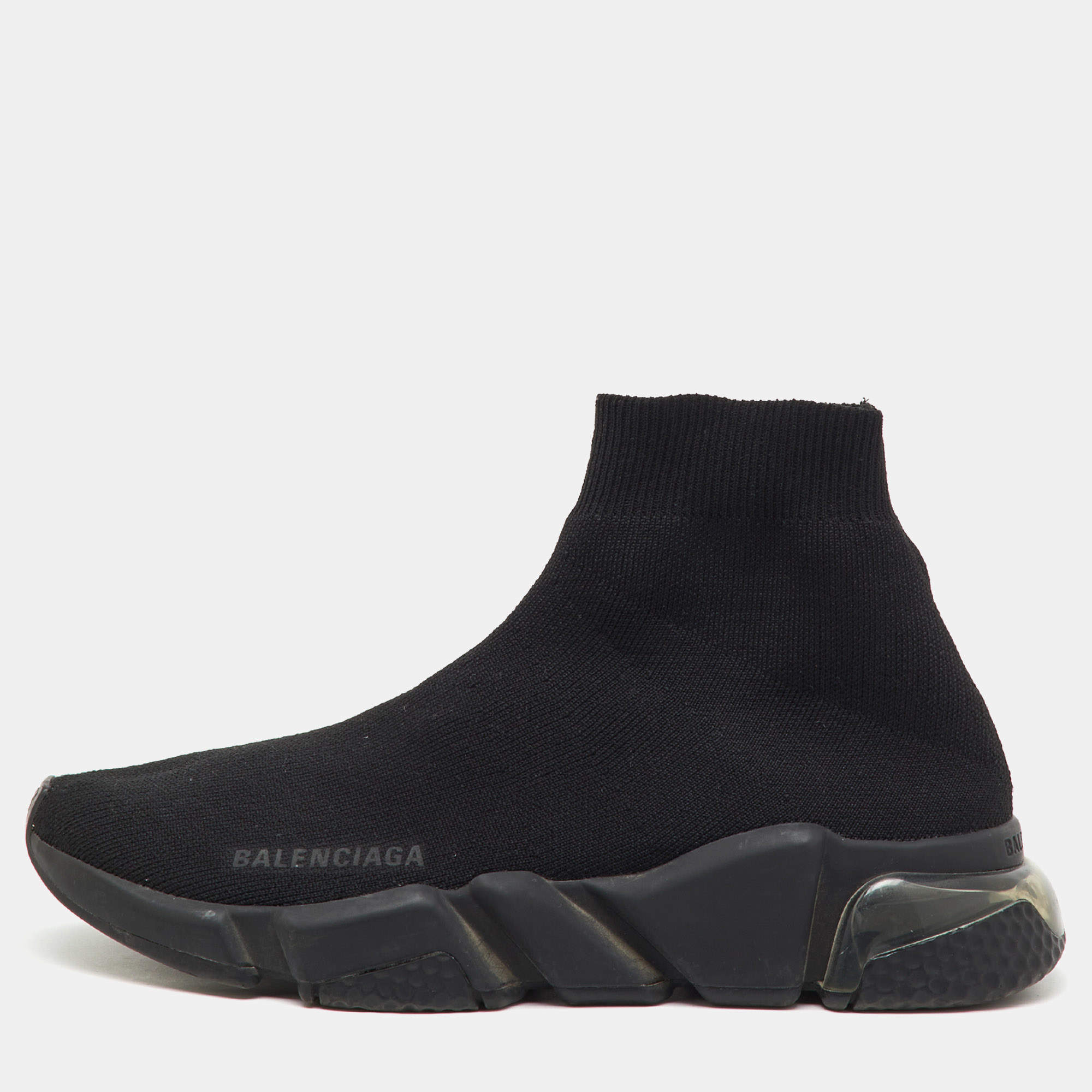 Pre Owned حذاء رياضي بالنسياغا سبيد 2.0 قماش تريكو أسود مقاس 38