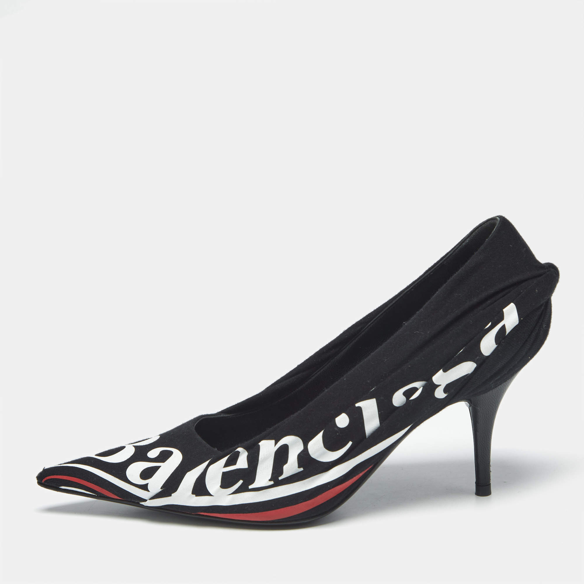 Pre Owned Balenciaga Black Fabric Knife Pointed Toe Pumps Size 35.5
