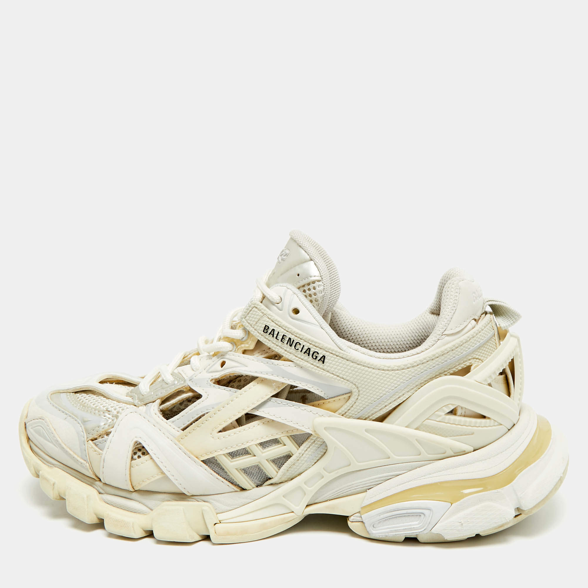 مملوكة مسبقًا Balenciaga Track Size 38 Grey Faux Leather and Mesh Low Top Sneakers