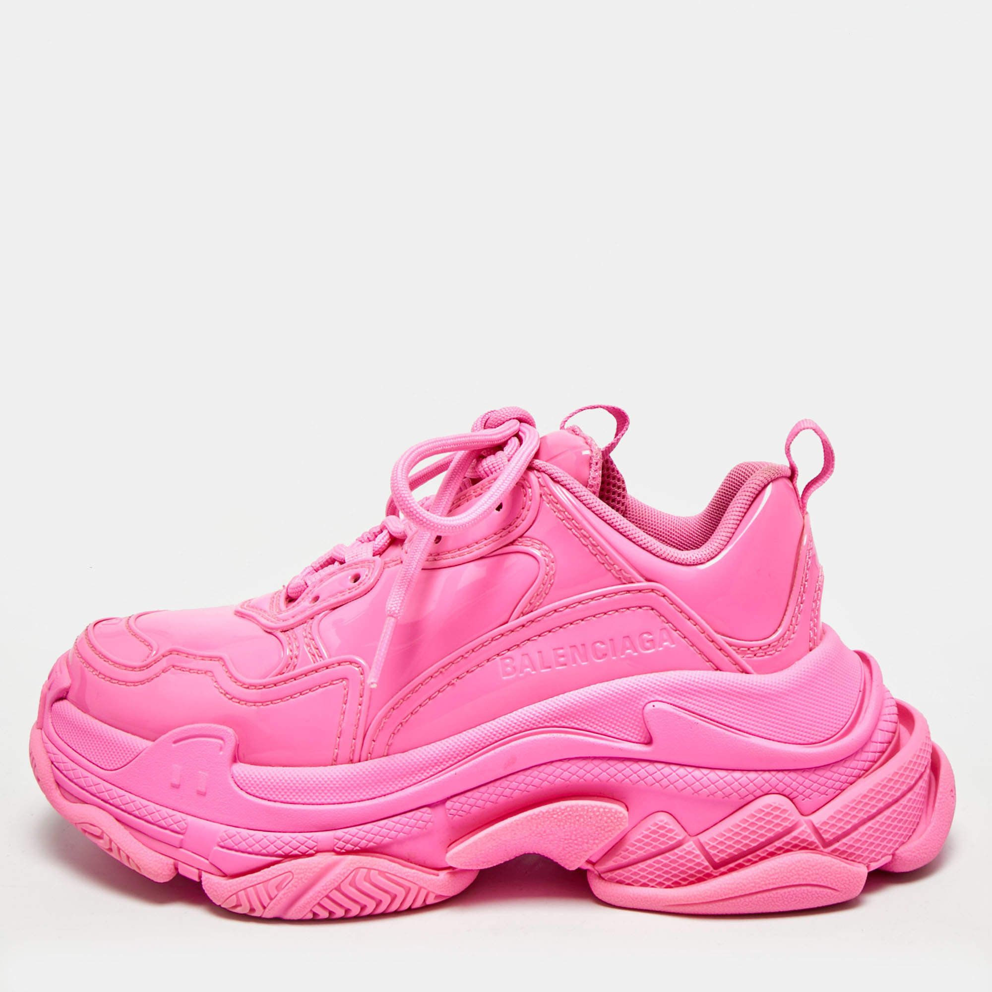 مملوكة مسبقًا Balenciaga Triple S Monoblock Size 37 Pink Rubber Low Top Sneakers