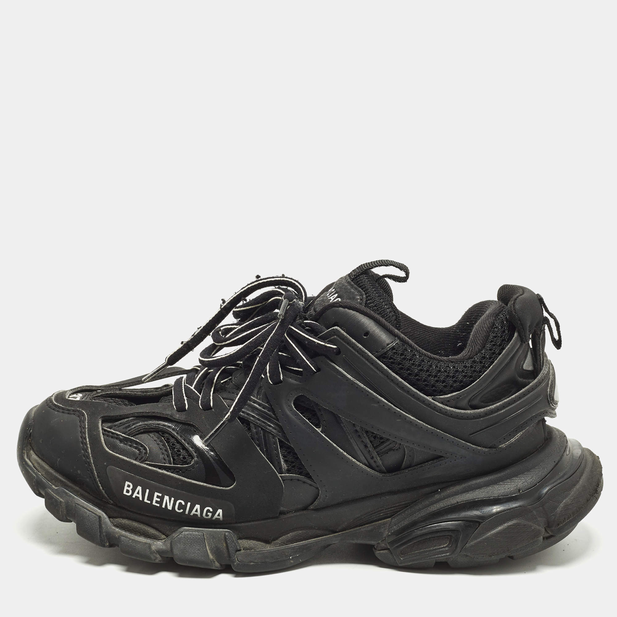 مملوكة مسبقًا Balenciaga Track Size 37 Black Faux Leather and Mesh Low Top Sneakers