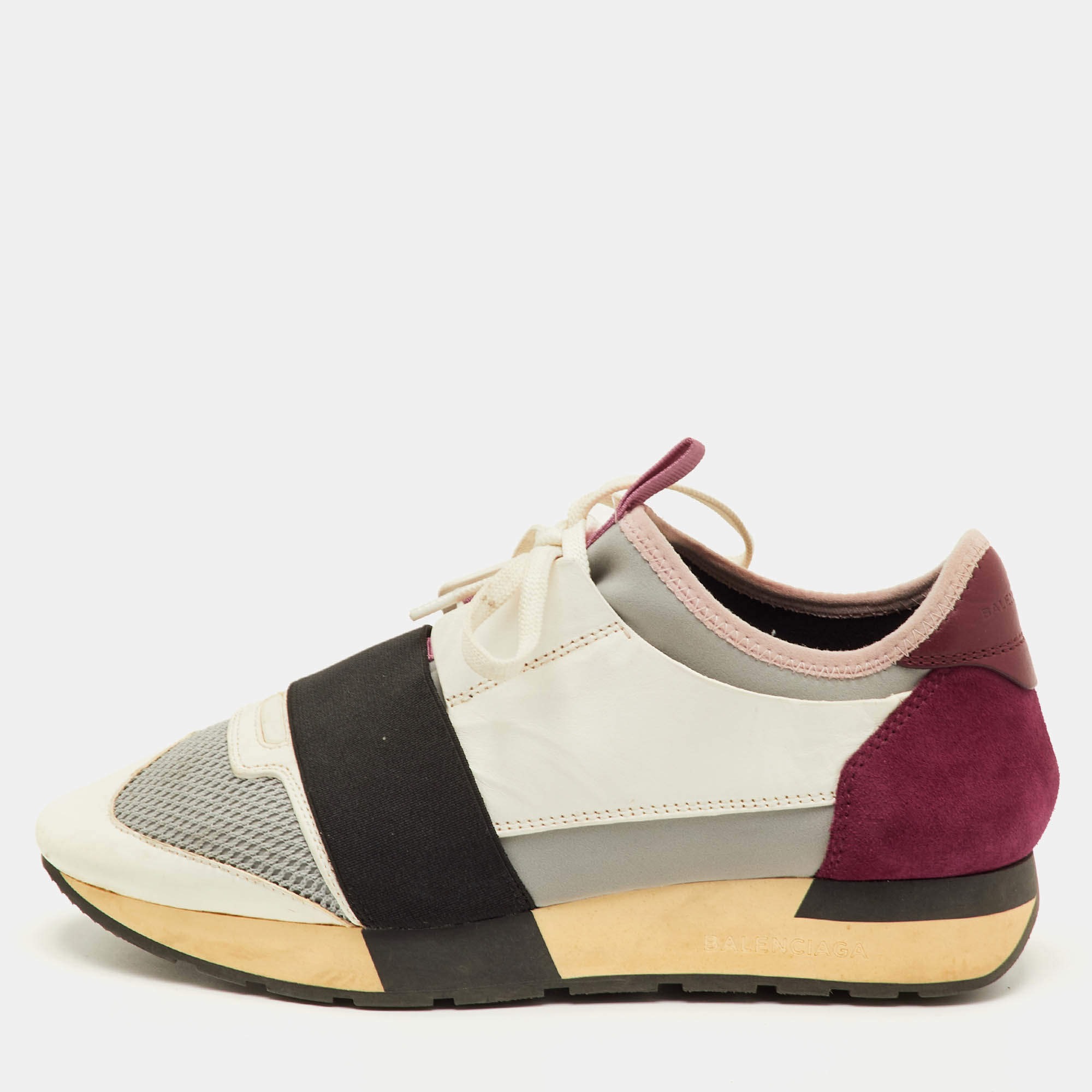 مملوكة مسبقًا Balenciaga Race Runner Size 38 Multicolor Leather, Mesh and Neoprene Low Top Sneakers