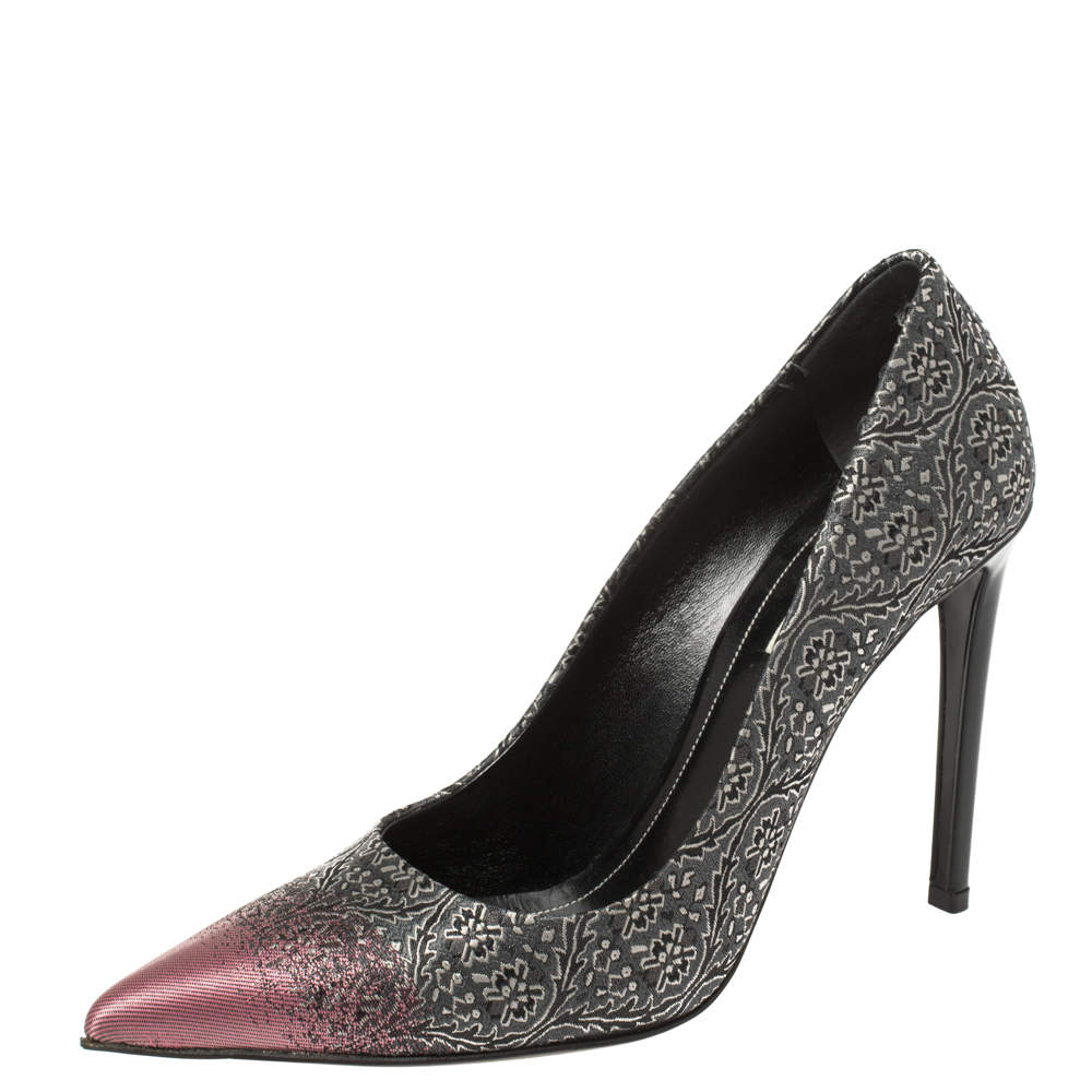 Pre Owned Balenciaga Multicolor Embroidered Ombre Detail Fabric Pointed Toe Pumps Size 39