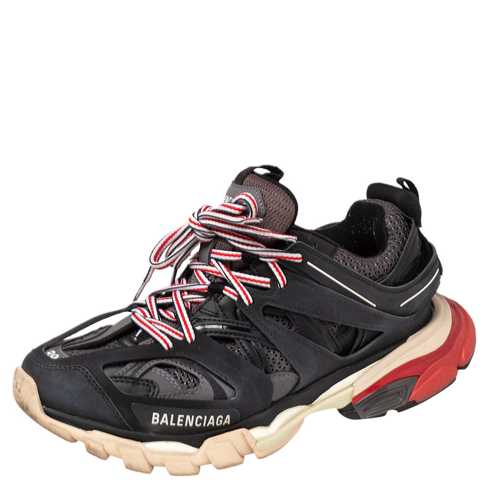 Pre Owned Balenciaga Multicolor Leather and Mesh Track Sneakers Size 39
