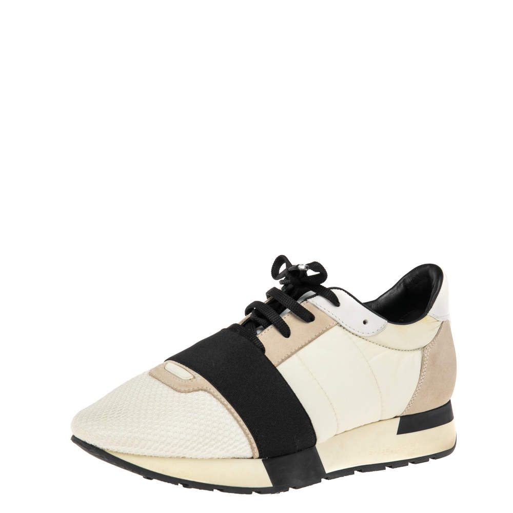 Pre Owned حذاء رياضي بالنسياغا رايس رونر جلد وشبك متعدد الألوان مقاس 38 