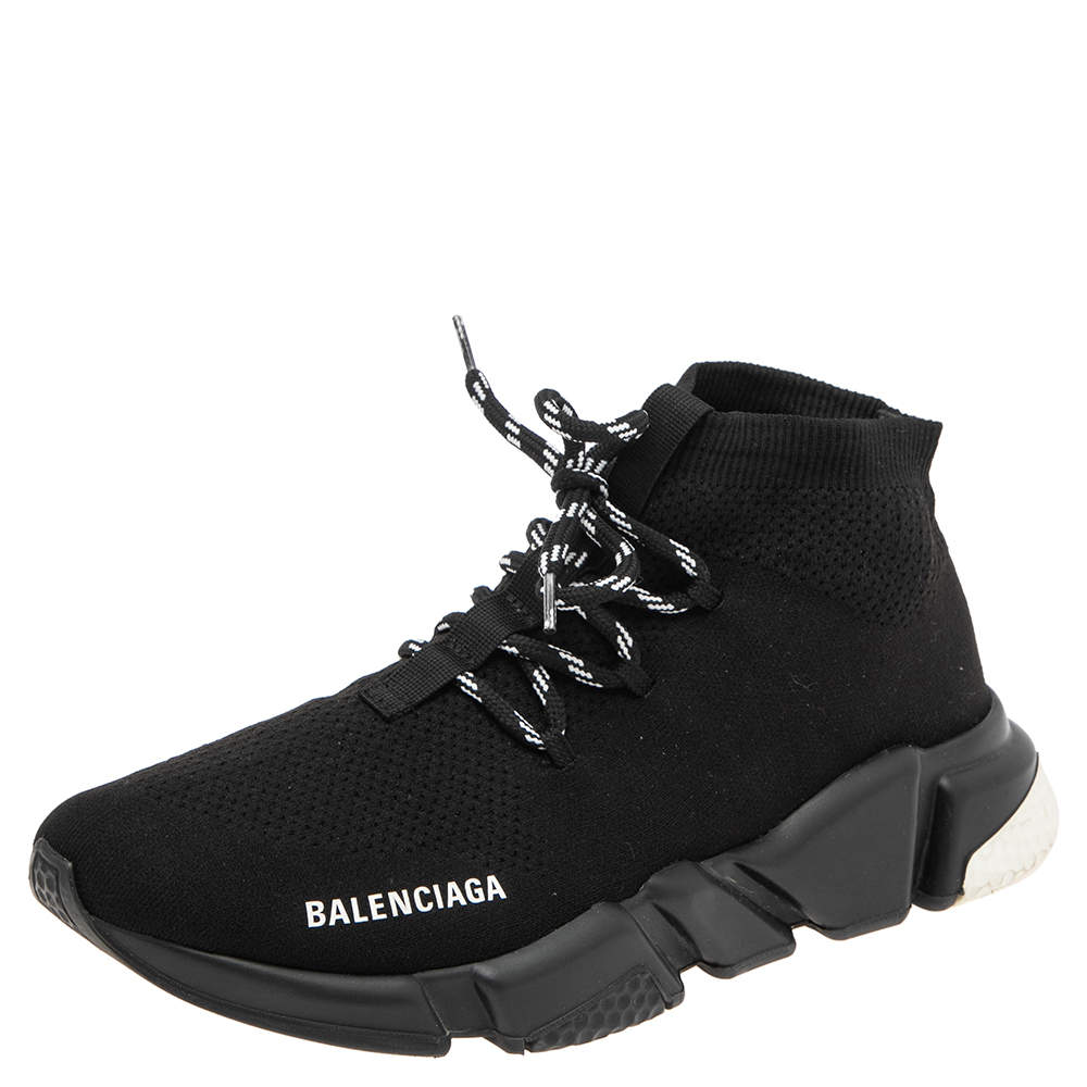 BALENCIAGA★BLACK CANVAS SPEED TRAINER SNEAKERS Balenciaga Black Speed Trainers Logo Sneakers - Size 39