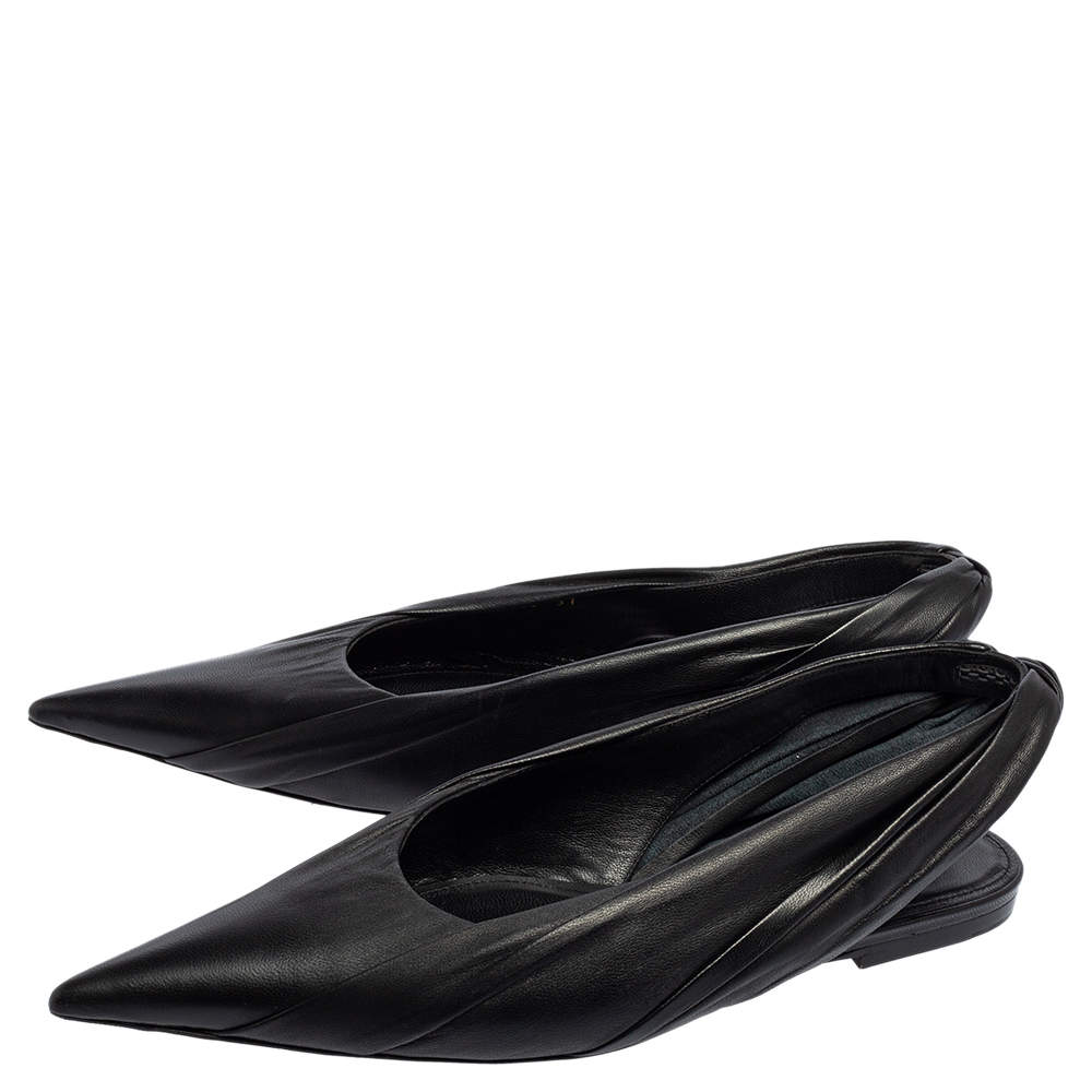 Balenciaga Patent Leather BB Knife Slingback Flats - Size 7 / 37