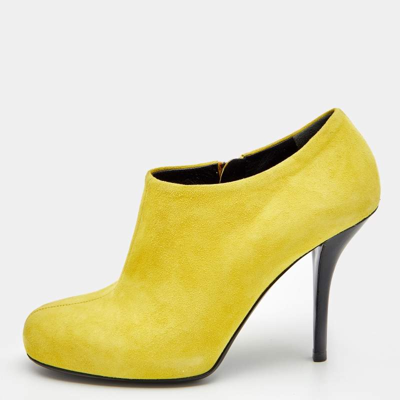 Balenciaga Yellow Suede Ankle Booties Size 37.5