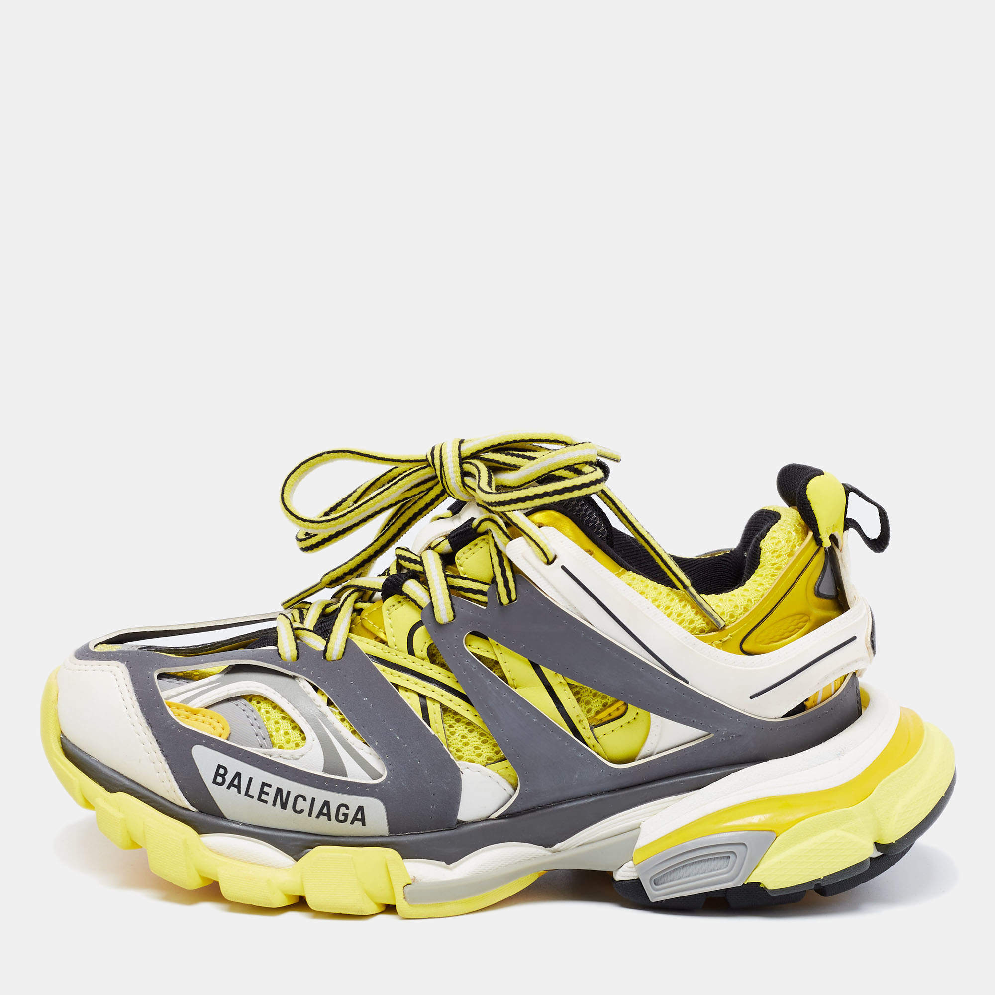 Pre Owned Balenciaga Multicolor Leather And Mesh Track Sneakers Size 36