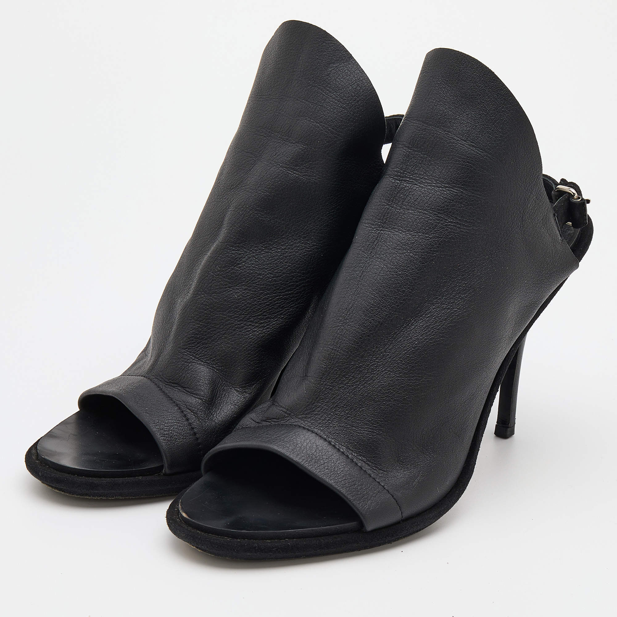 Balenciaga Womens Suede Open Toe Glove Slingback Heels Black White Siz -  Shop Linda's Stuff