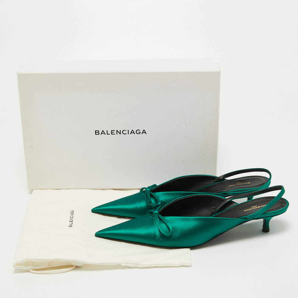 Balenciaga Green Satin Mules Size Balenciaga | TLC