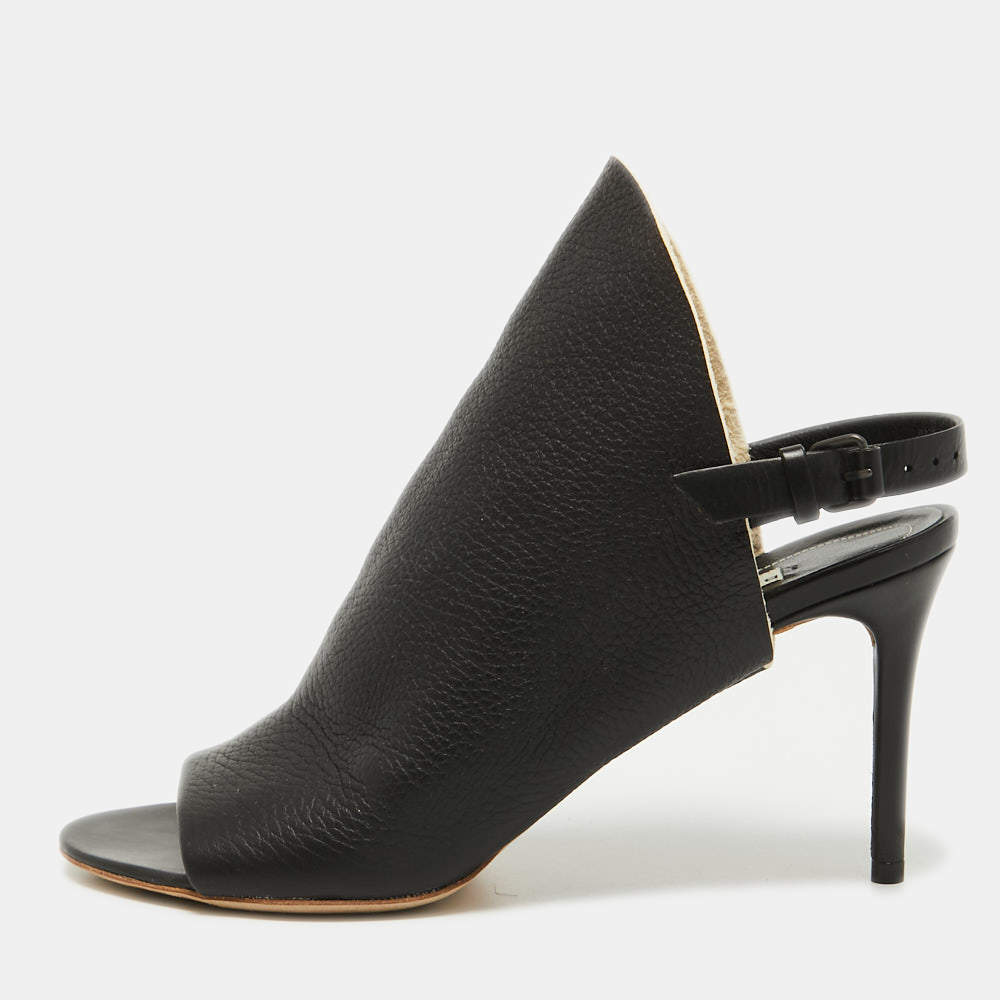 Pre Owned Balenciaga Black Leather Glove Sandals Size 37