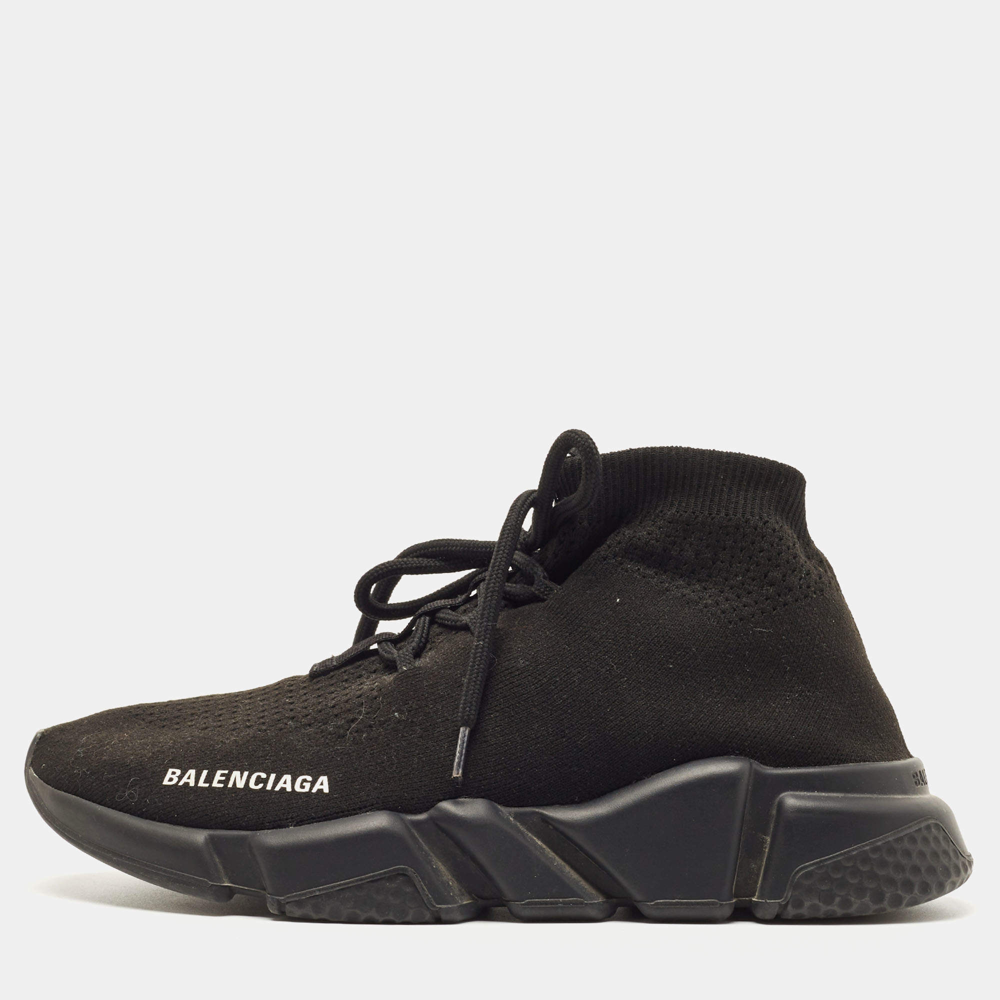 betale sig Skuespiller bekendtskab Balenciaga Black Knit Fabric Speed Trainer Lace Up Sneakers Size 39  Balenciaga | TLC