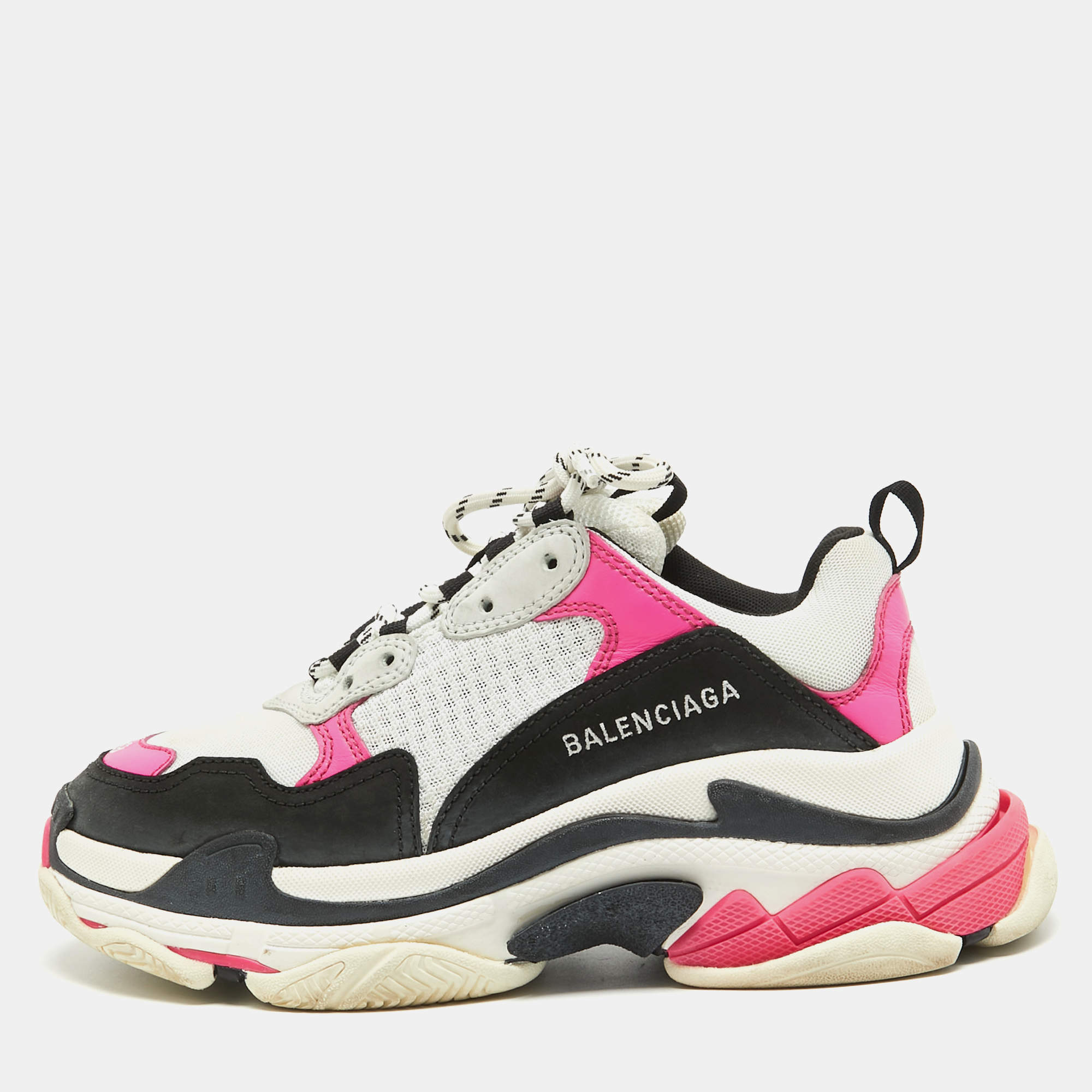 Balenciaga Multicolor Leather and Mesh Triple S Sneakers Size 39 