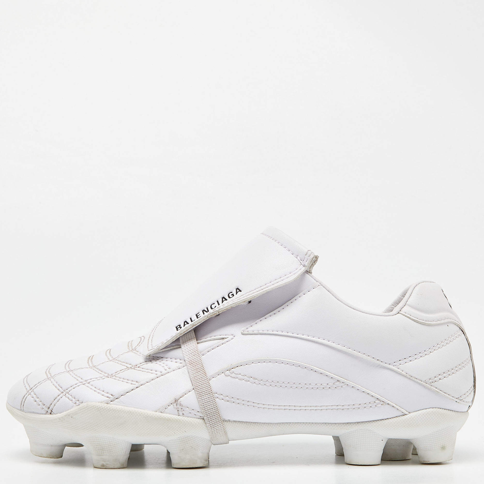 Balenciaga White Faux Leather Soccer Low Top Sneakers Size 35