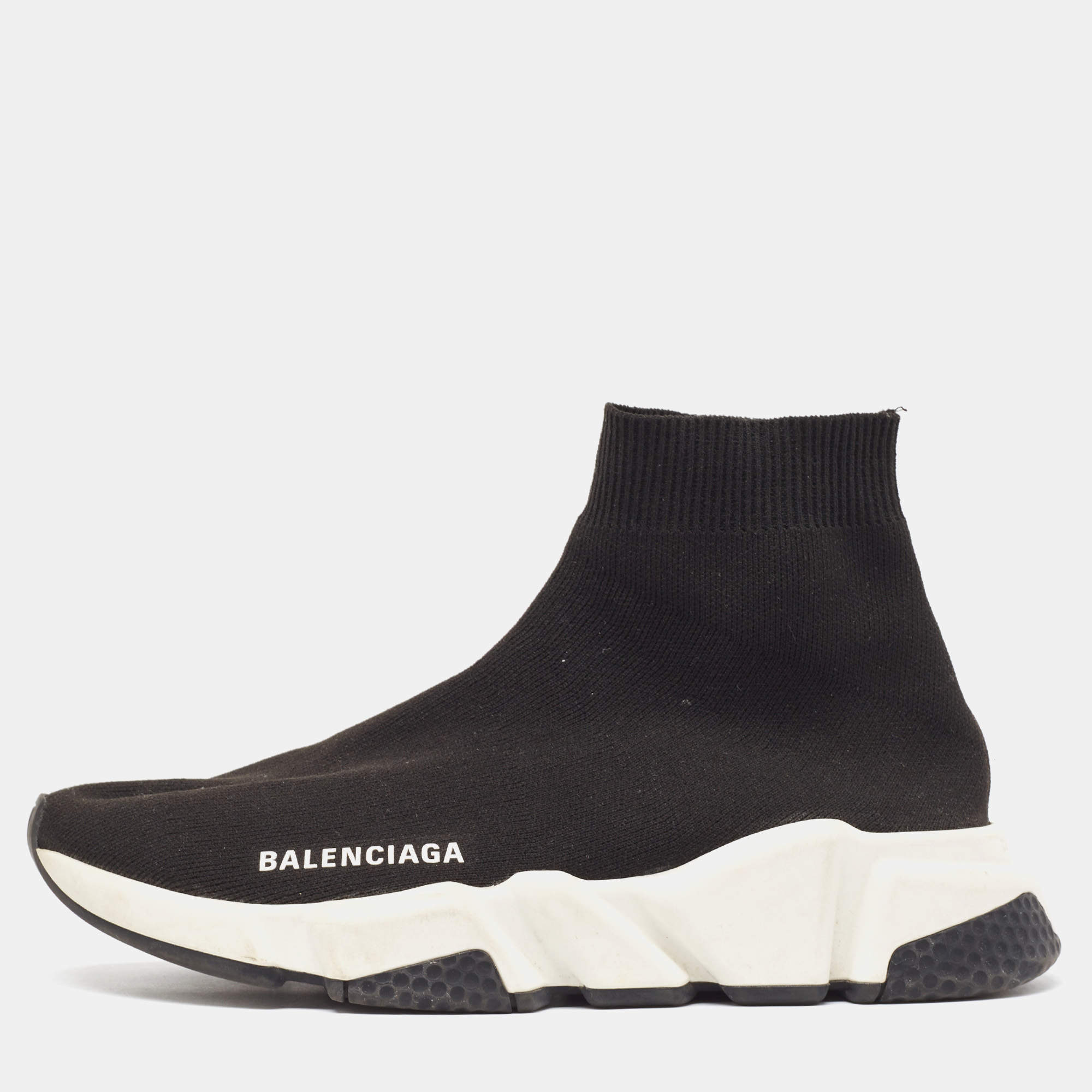 Balenciaga Black Knit Speed Trainer Sneakers Size 37