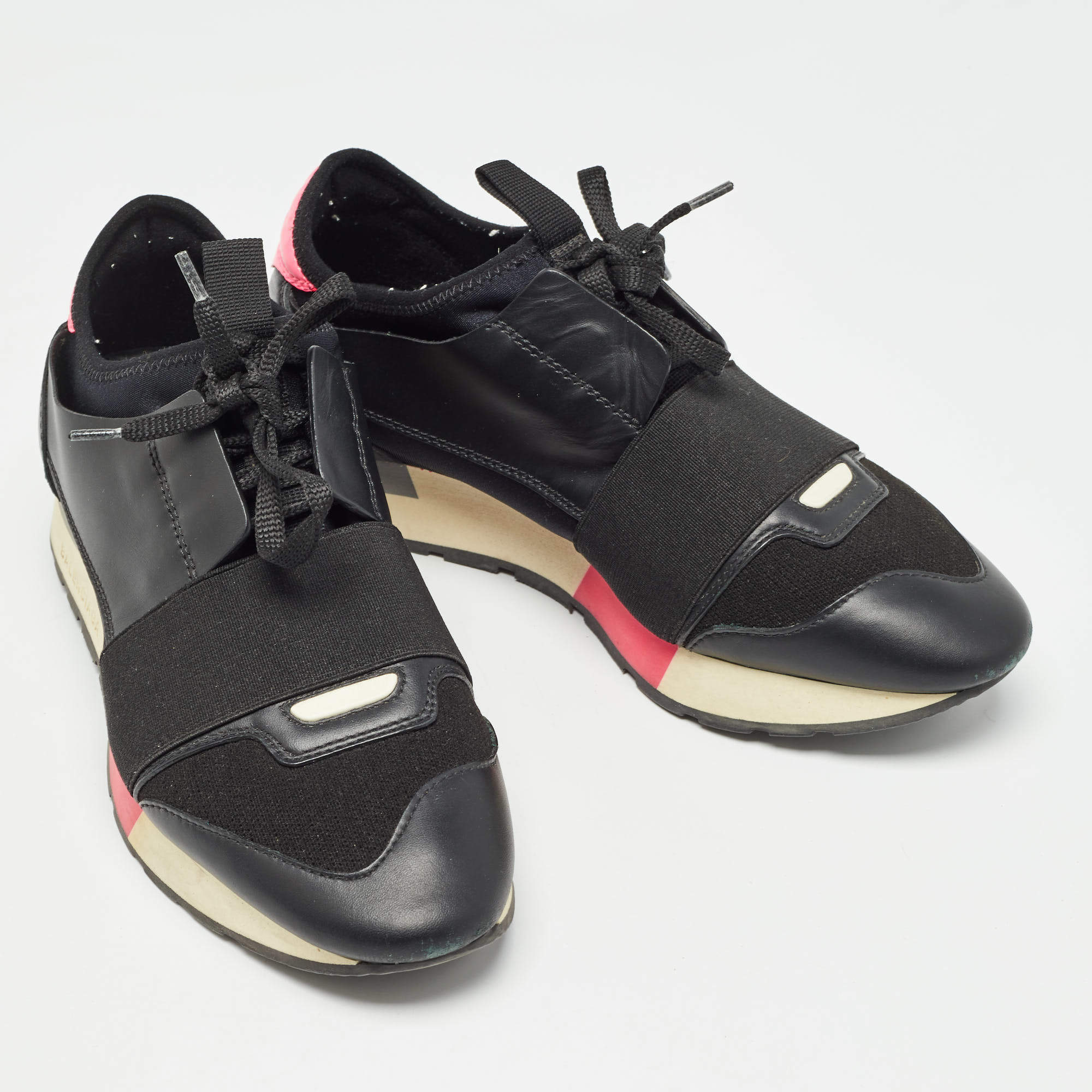 Balenciaga Black Leather Race Runner Sneakers Size 36 Balenciaga TLC