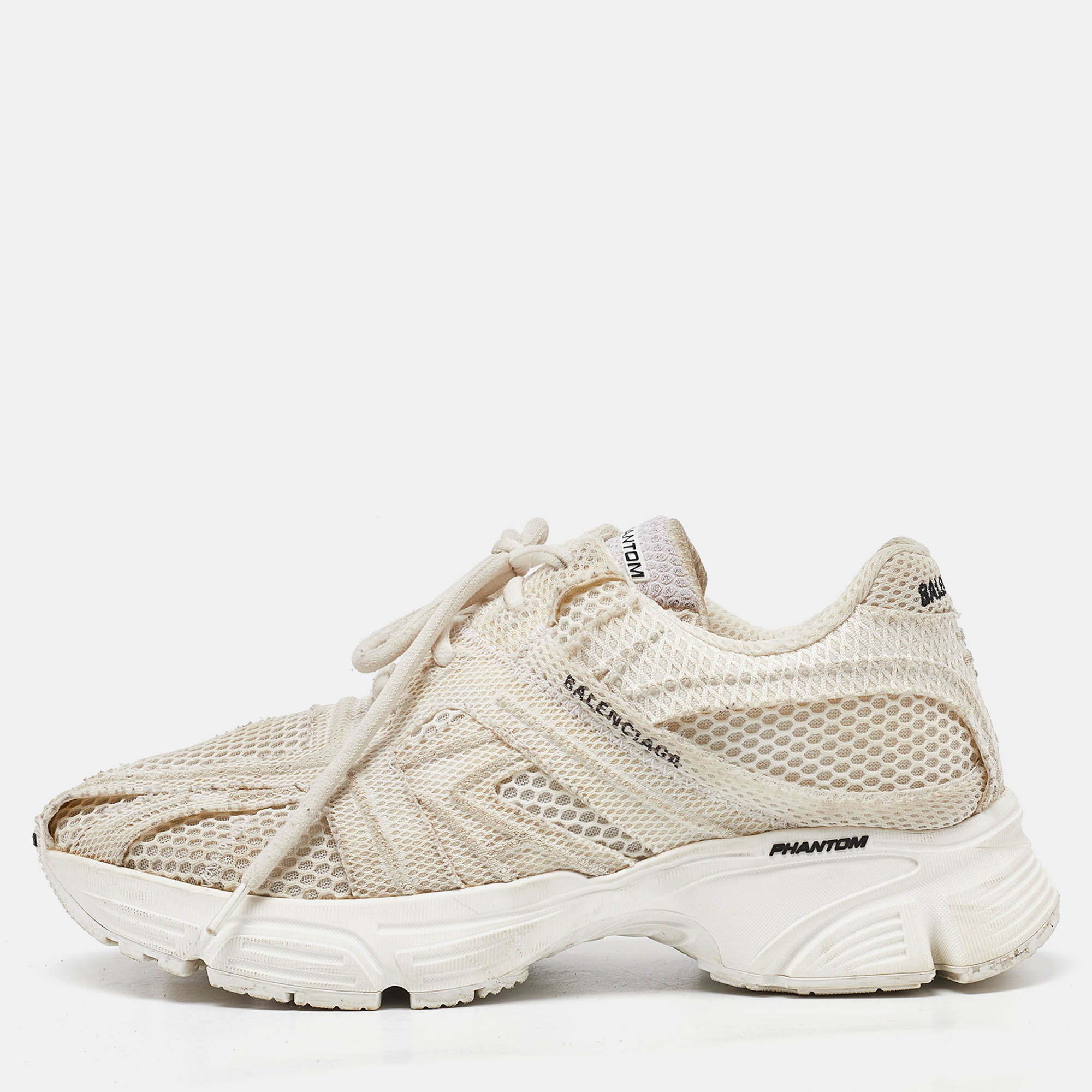 Pre Owned Balenciaga White Mesh Phantom Low Top Sneakers Size 38
