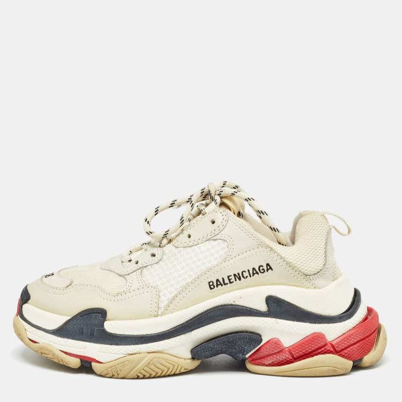 Balenciaga Multicolor Nubuck and Mesh Triple S Sneakers Size