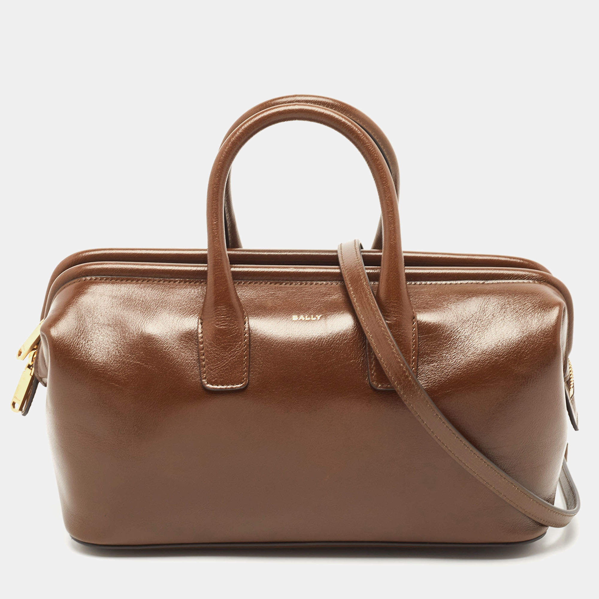 Bally Brown Glaze Leather Small Belle Boston Bag