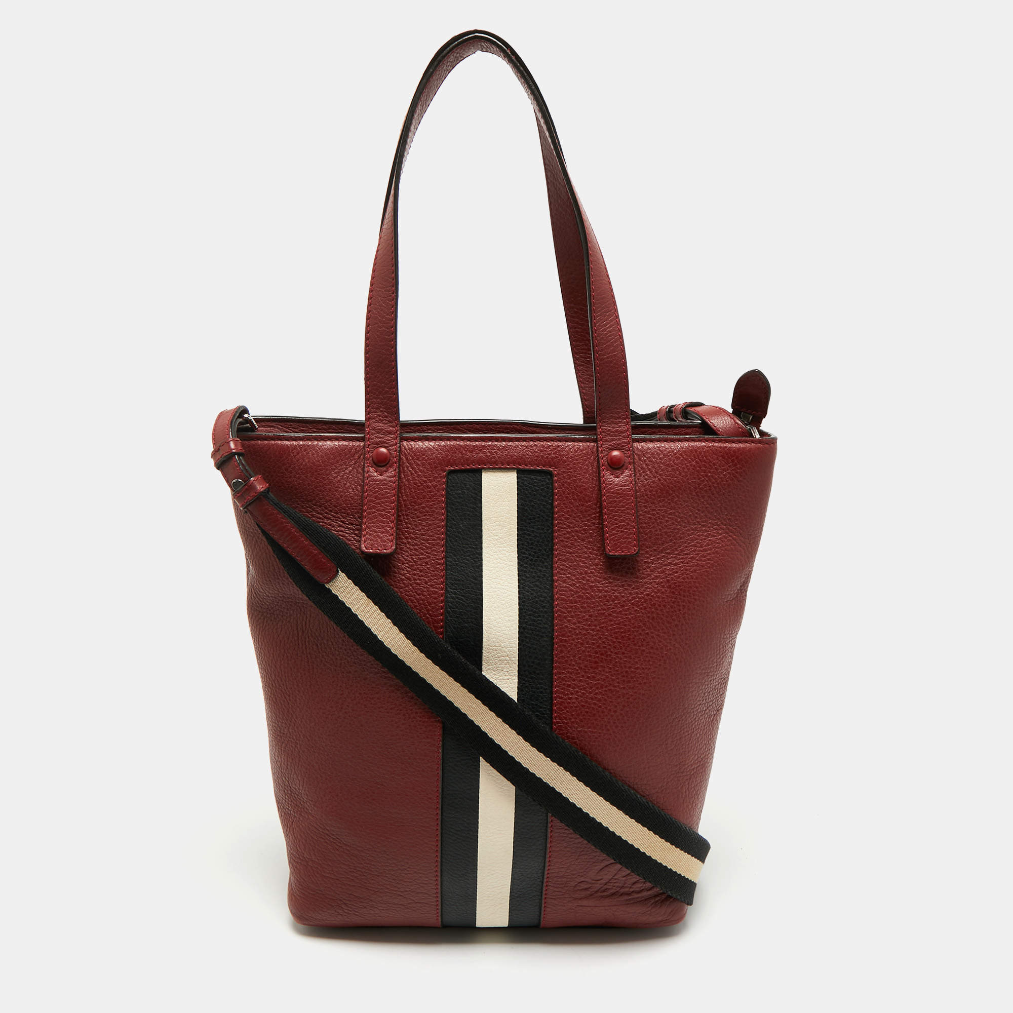 【送料&関税込】Bally Logo Patch Striped Top Handle Bag Bally Logo Patch Striped Top Handle Bag Bally