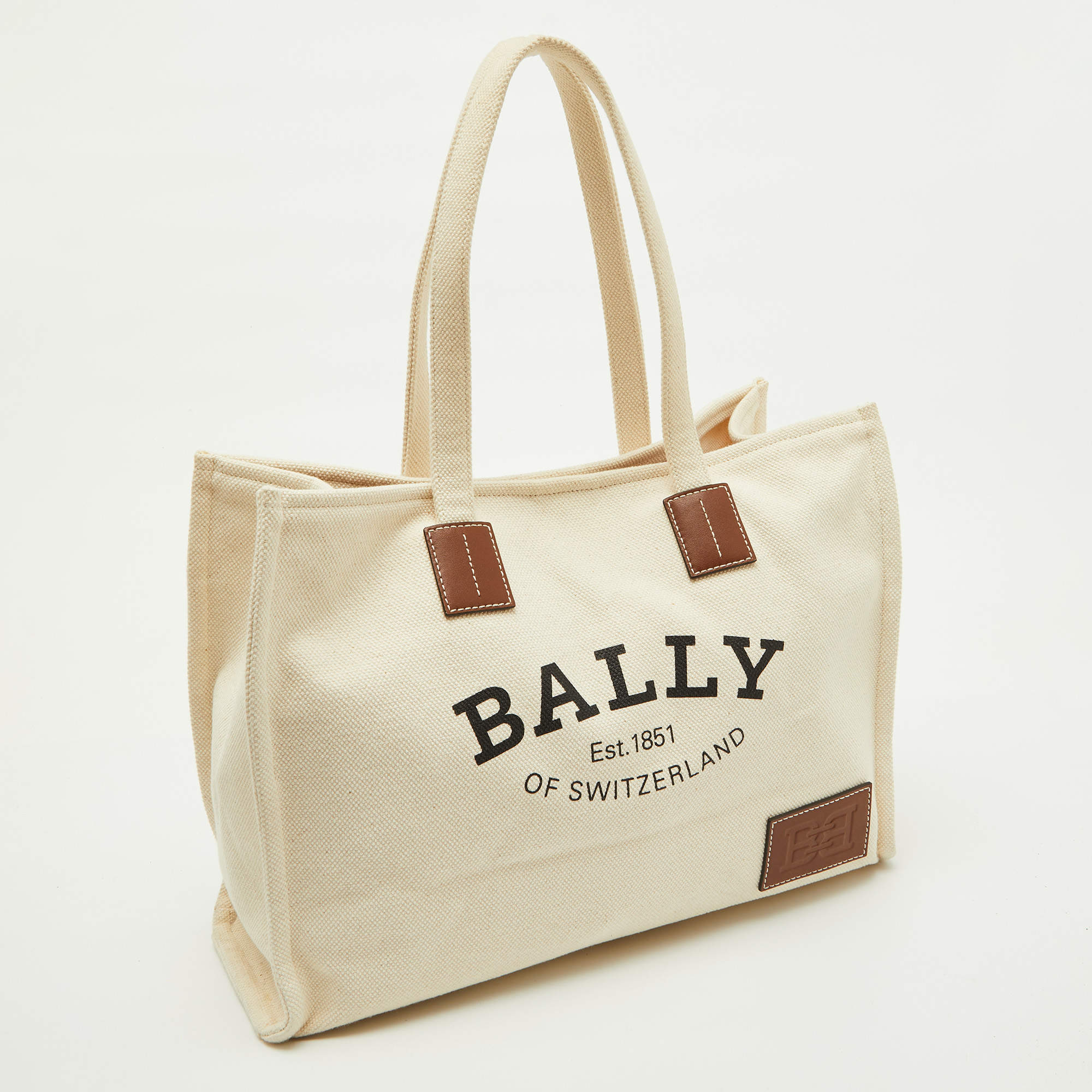 Bally Ivory/Black Snakeskin Embossed Leather Papillon Tote