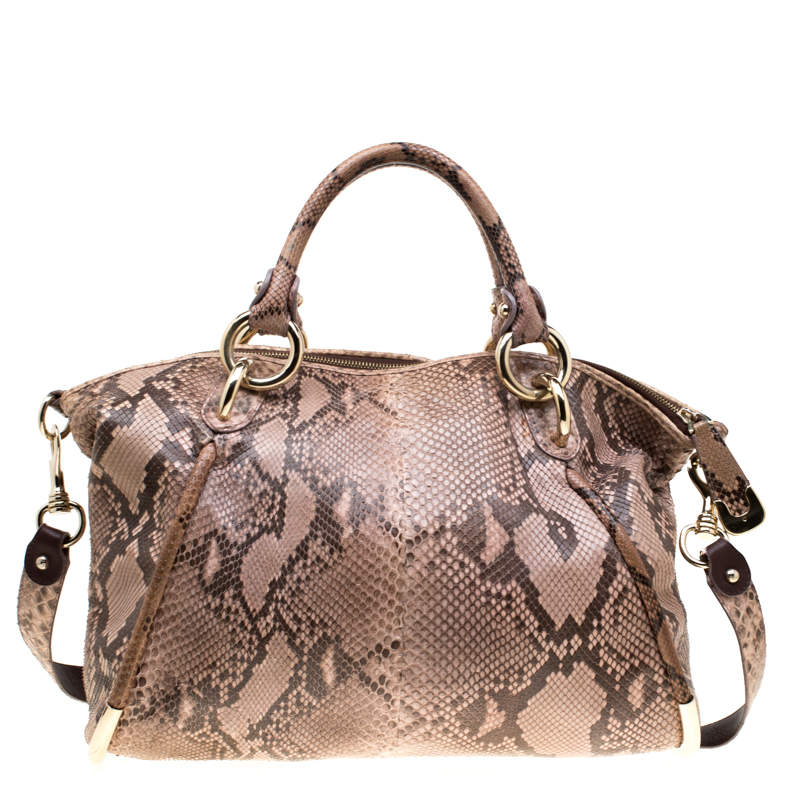Bally Beige Python Top Handle Bag