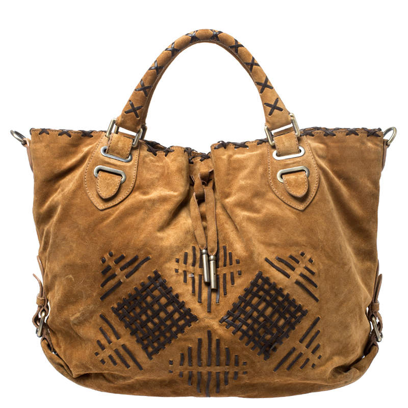 Bally Brown Suede and Leather Shopper Tote 