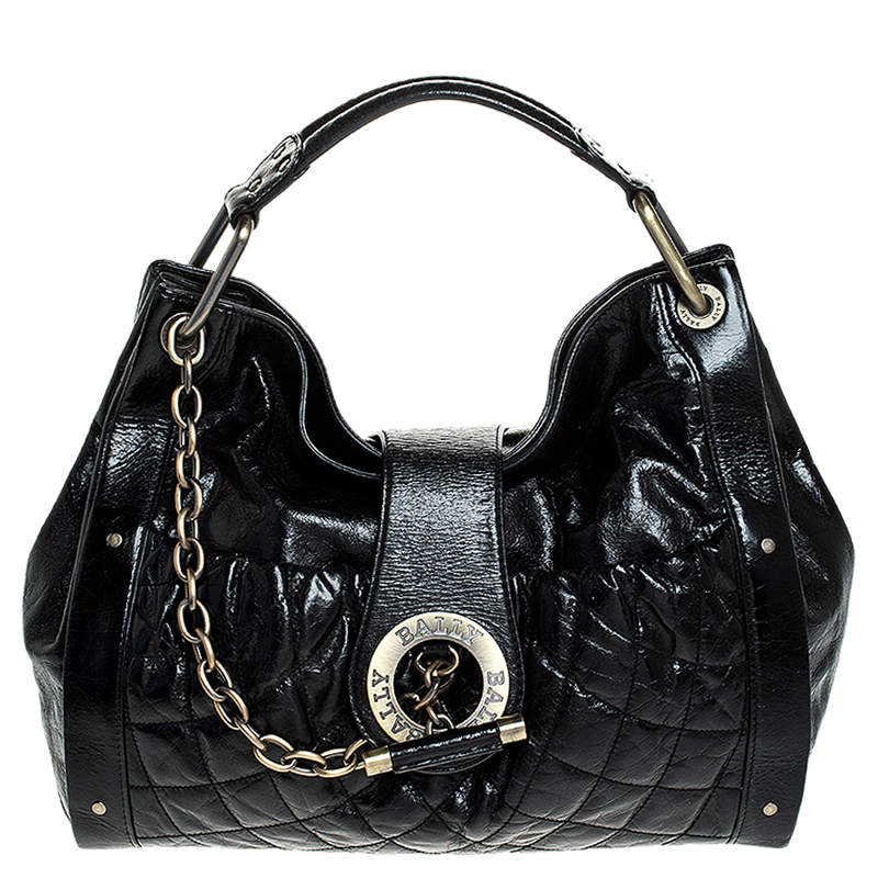 Bally Black Leather Meg T Shoulder Bag 