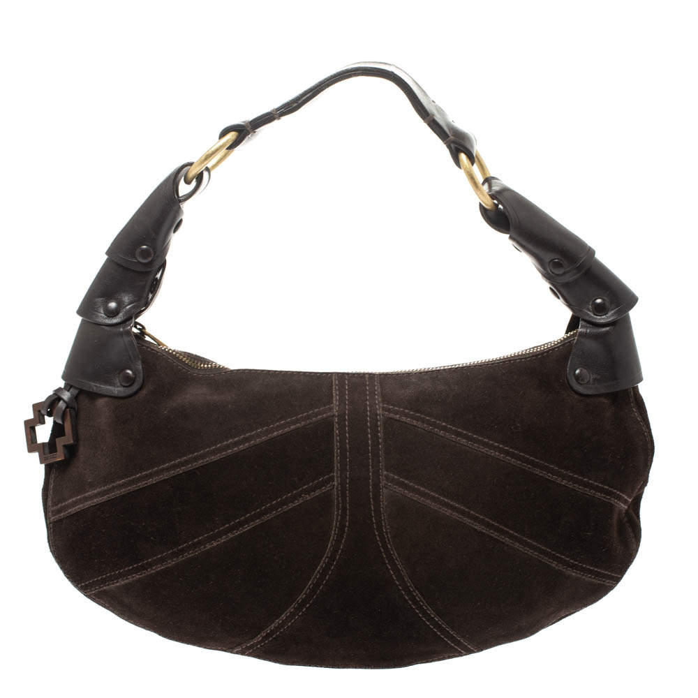 Bally Dark Brown Suede and Leather Hobo Bally | The Luxury Closet