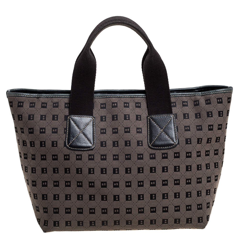 Bally Brown/Black Canvas and Leather Tote