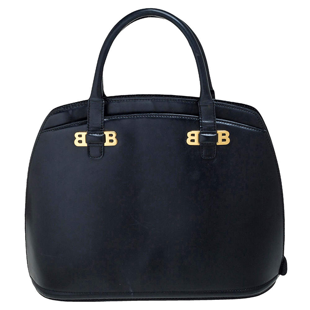 Bally Black leather Logo Top Handle Bag