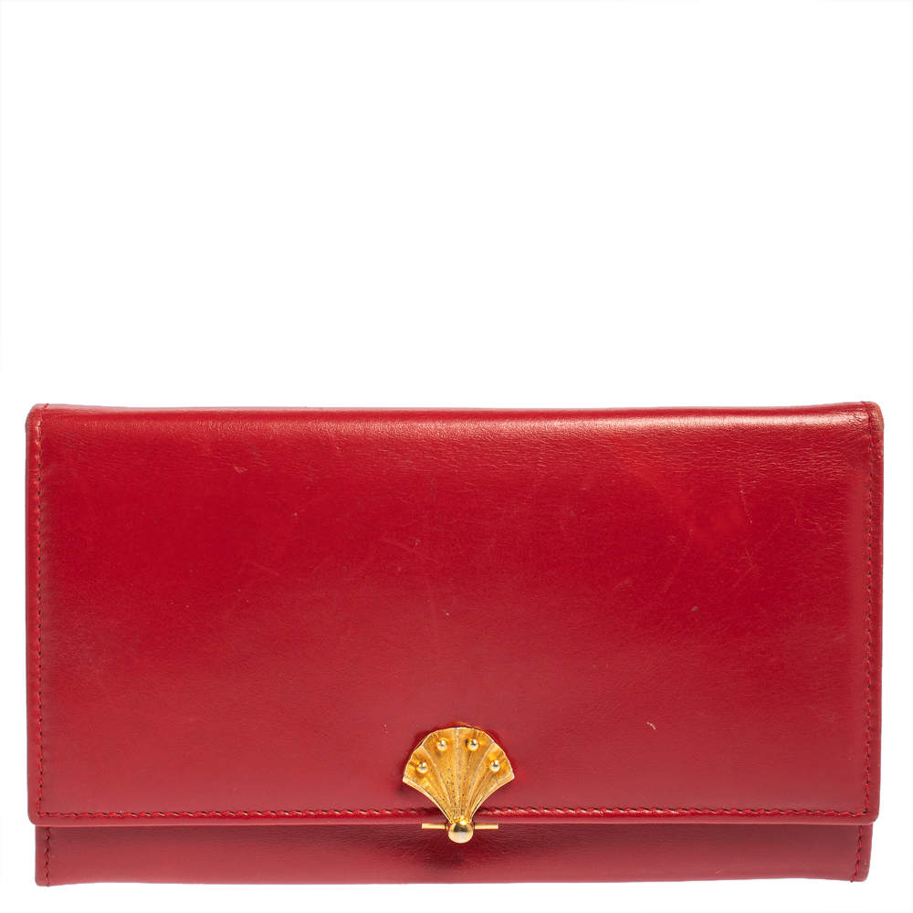 Bally Red Leather Flap Continental Wallet