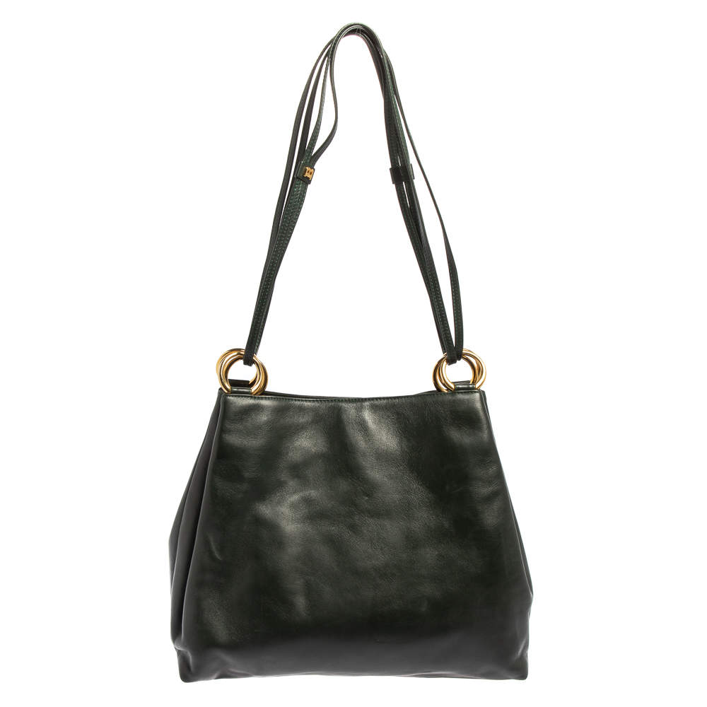 Pre Owned Bally Green Leather Hobo