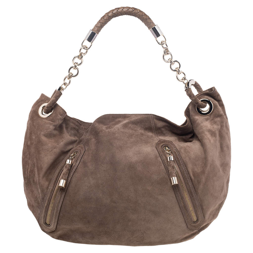 Bally Brown Suede Chain Hobo