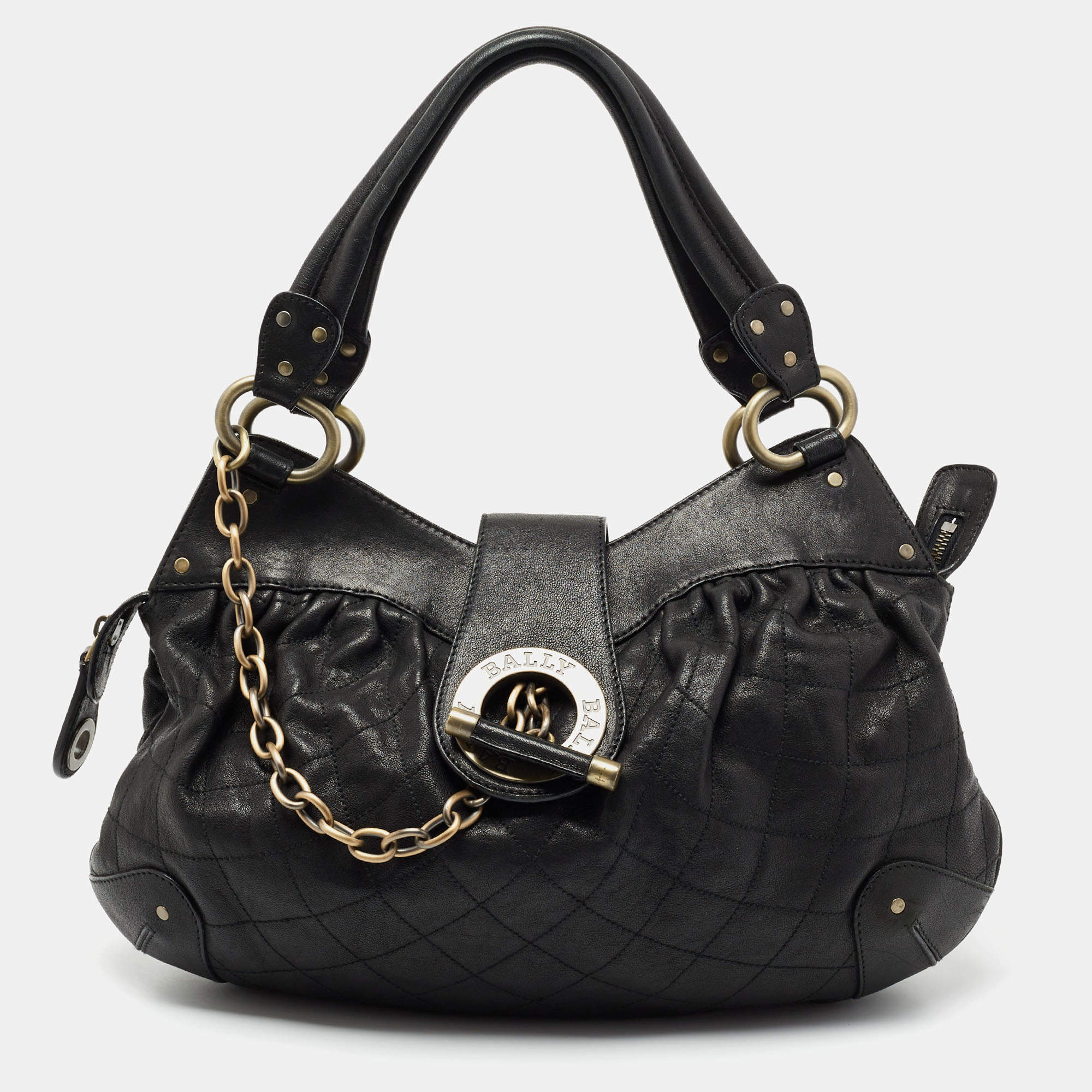 Pre Owned Bally Black Leather Meg T Shoulder Bag