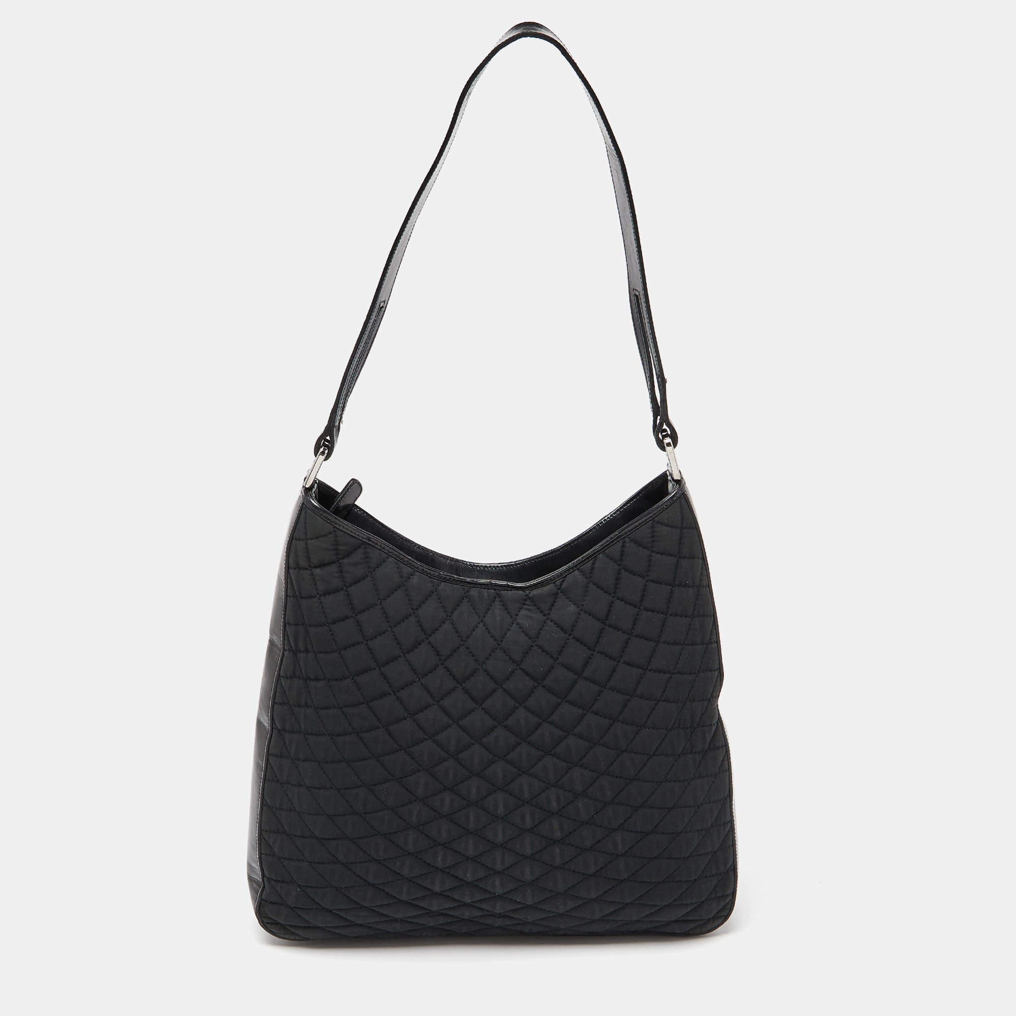 Bally Black Quilted Nylon Hobo