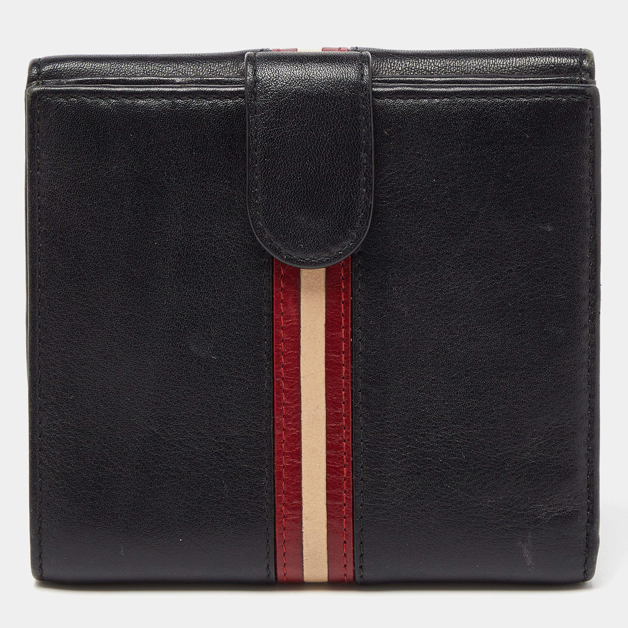 Bally Black Leather Compact Wallet