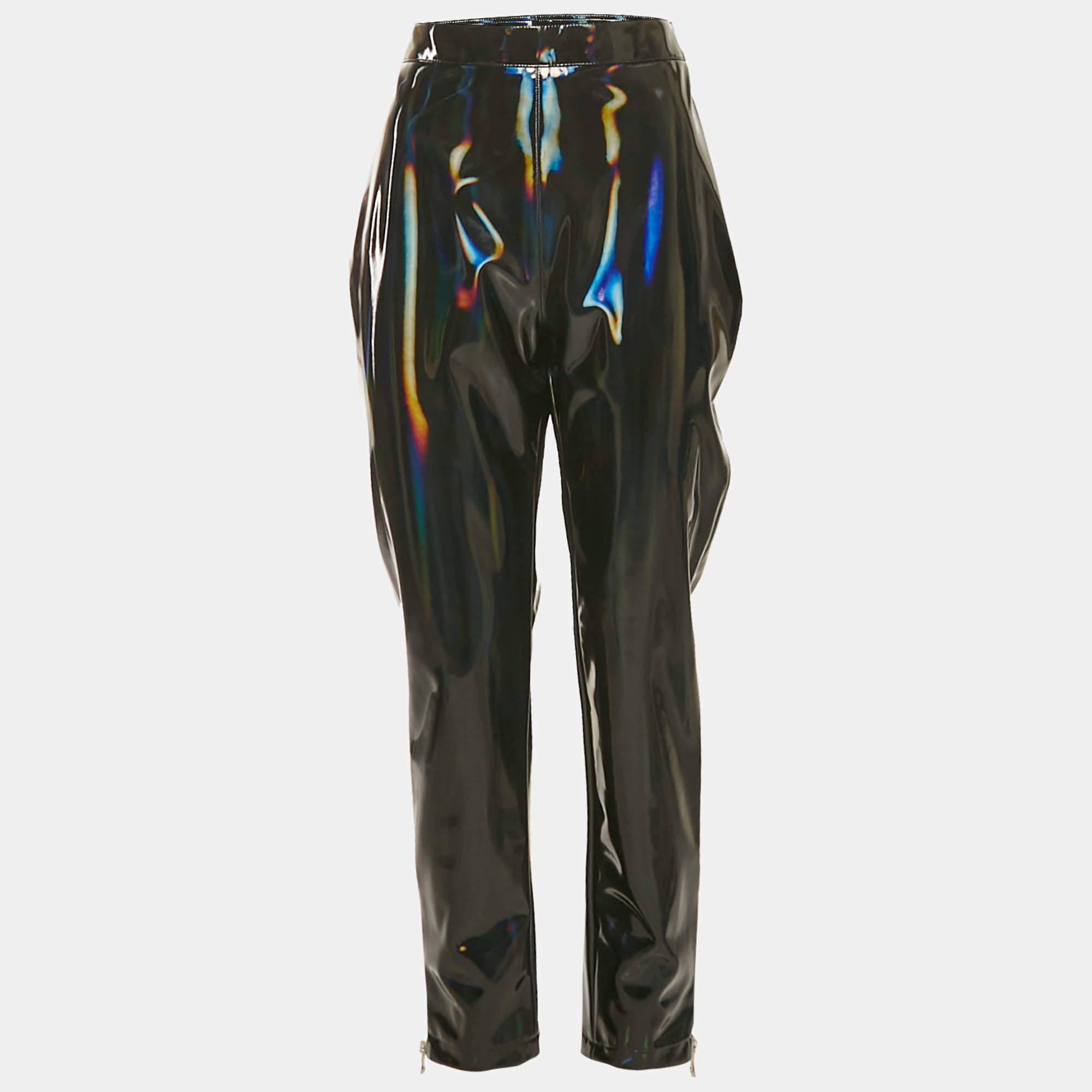 Pre Owned Balmain Black Iridescent Nylon Pants L