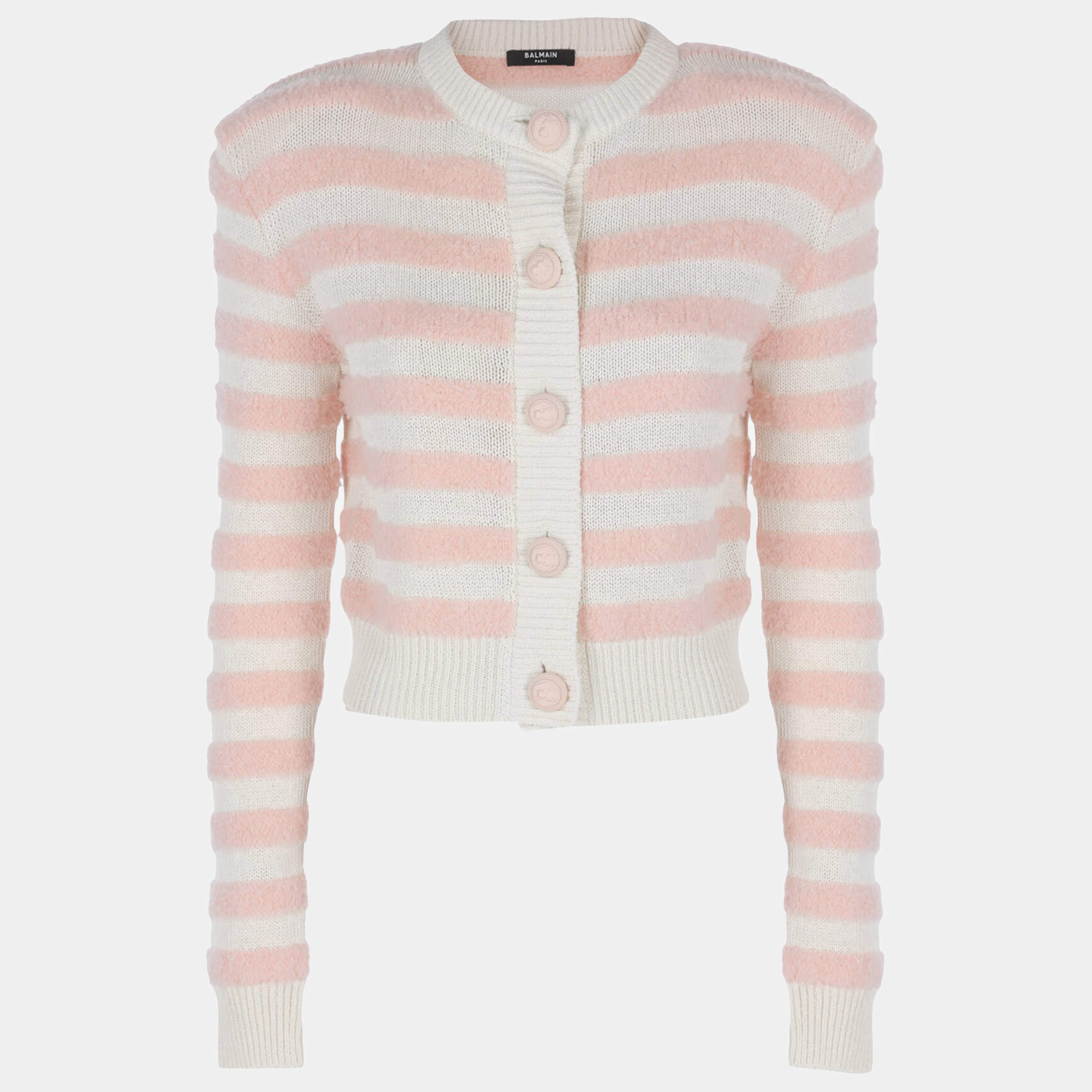 Balmain pink discount button cardigan