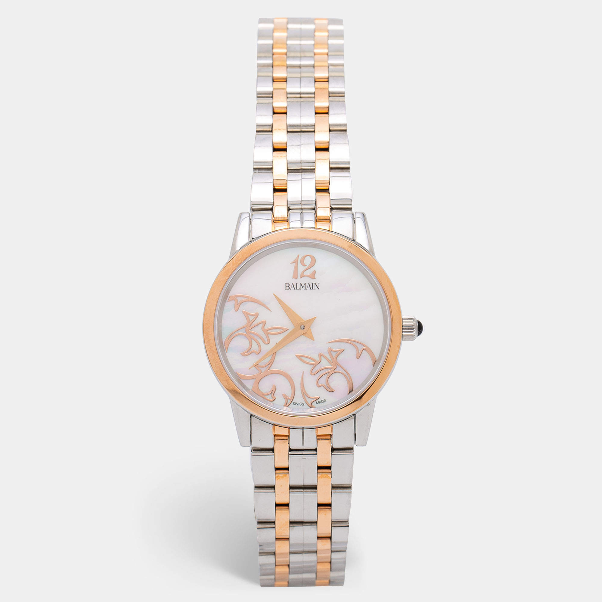 Pre Owned Balmain Mother of Pearl Two Tone Stainless Steel Éria Bijou B8558.33.86 Womens Wristwatch 31 mm