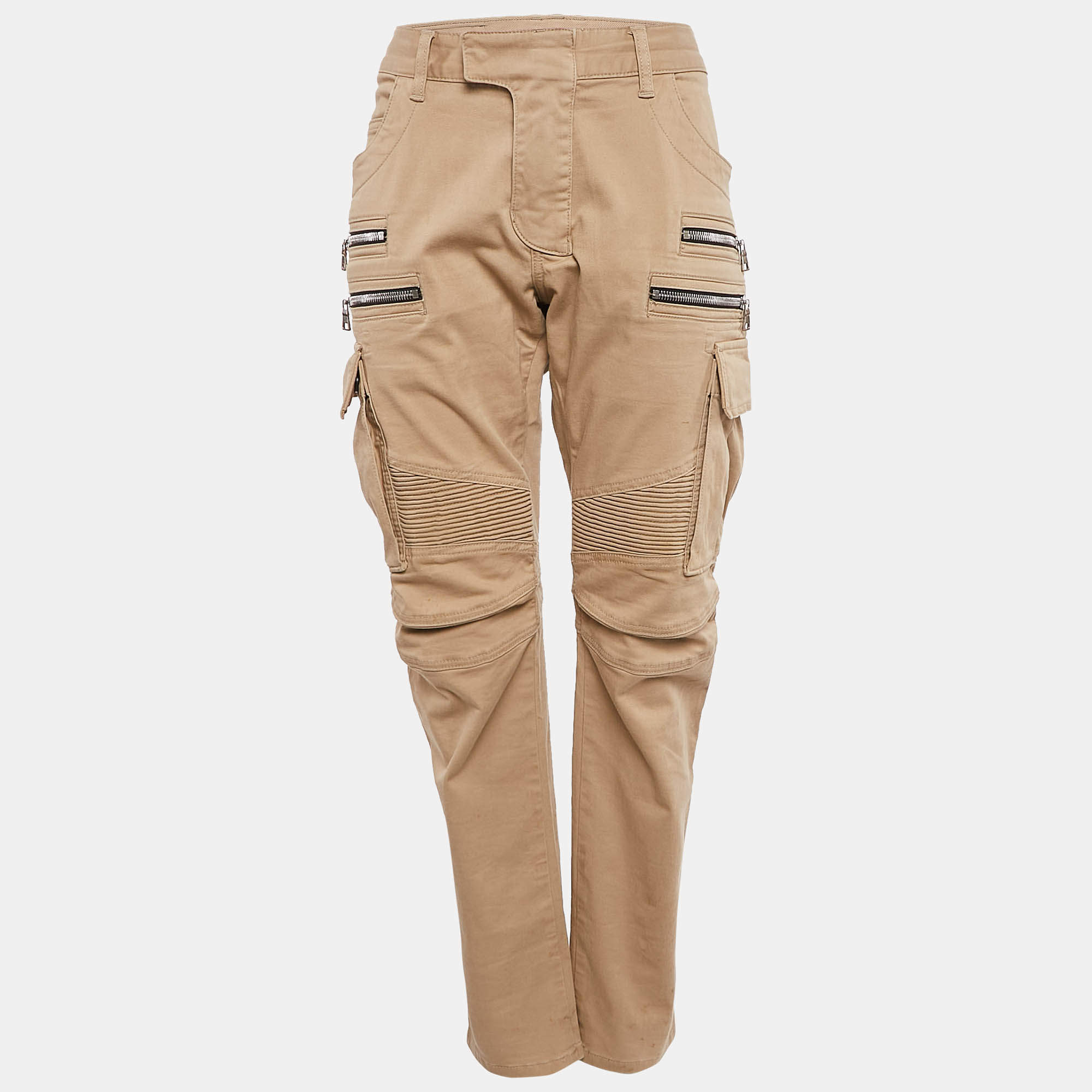 Balmain Paris Beige Cotton Cargo Pants L
