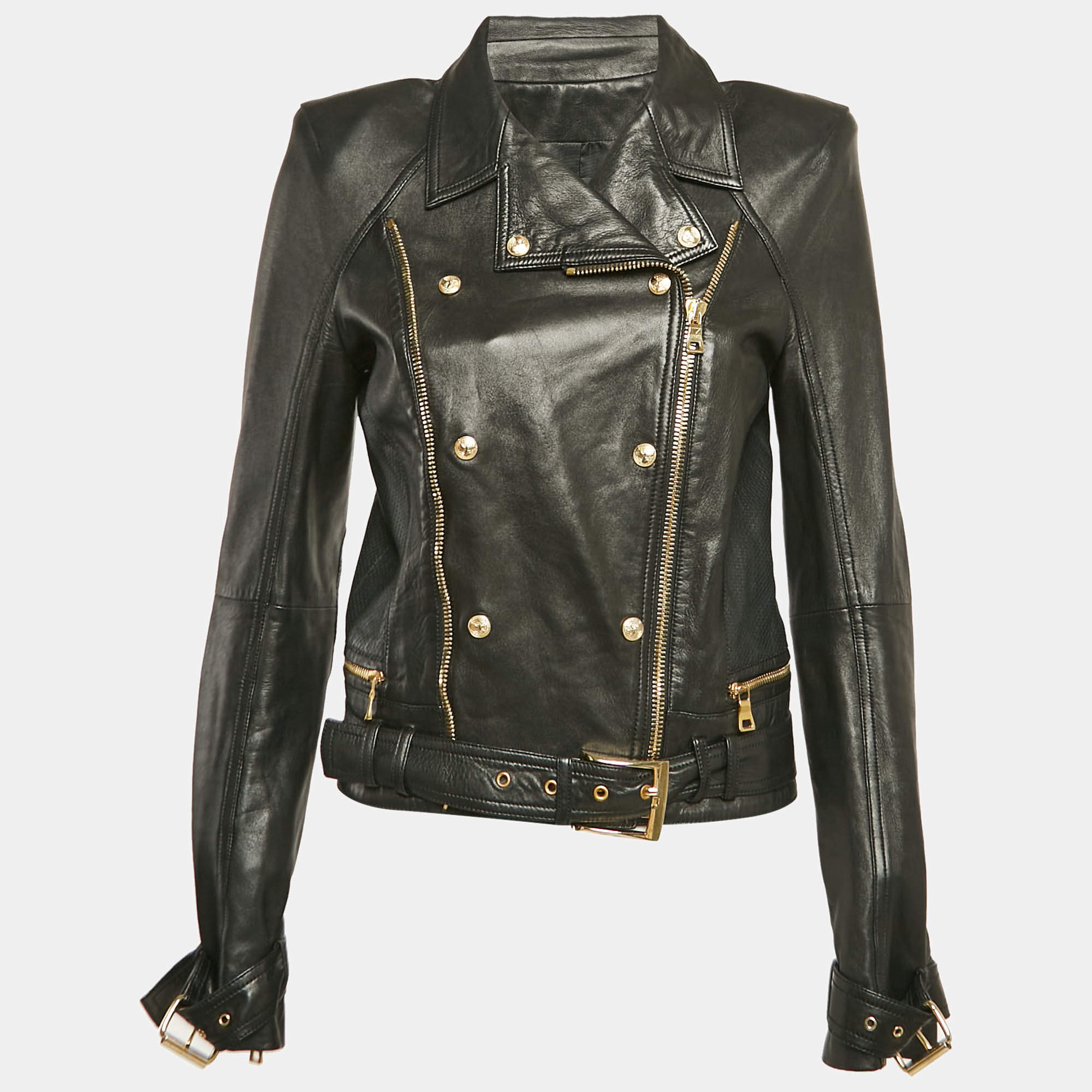 【関税＆送料込み】Balmain 'Biker' Jacket Balmain Panelled Biker Jacket | Black | FARFETCH