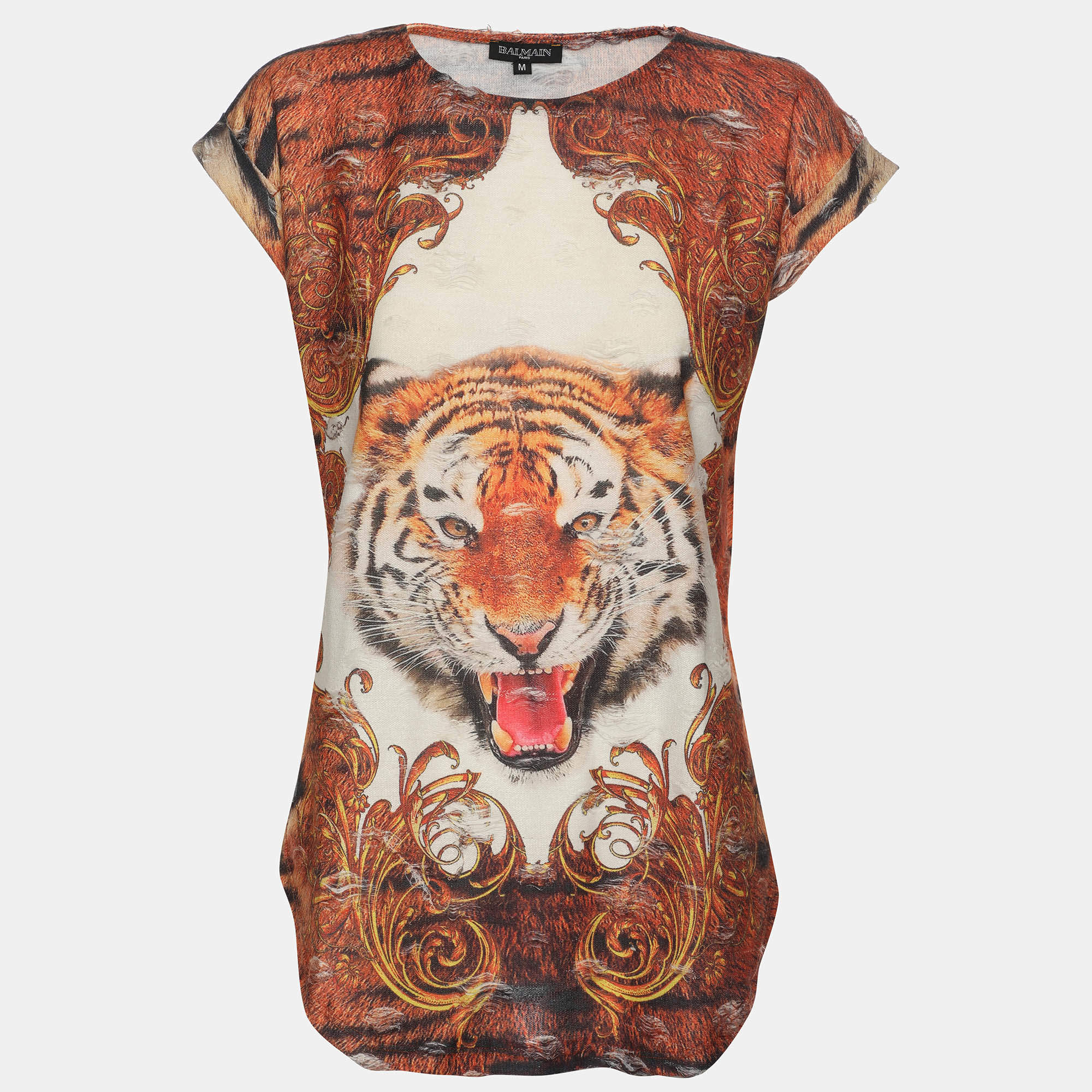 Balmain Multicolor Animal Print Jersey T-Shirt M