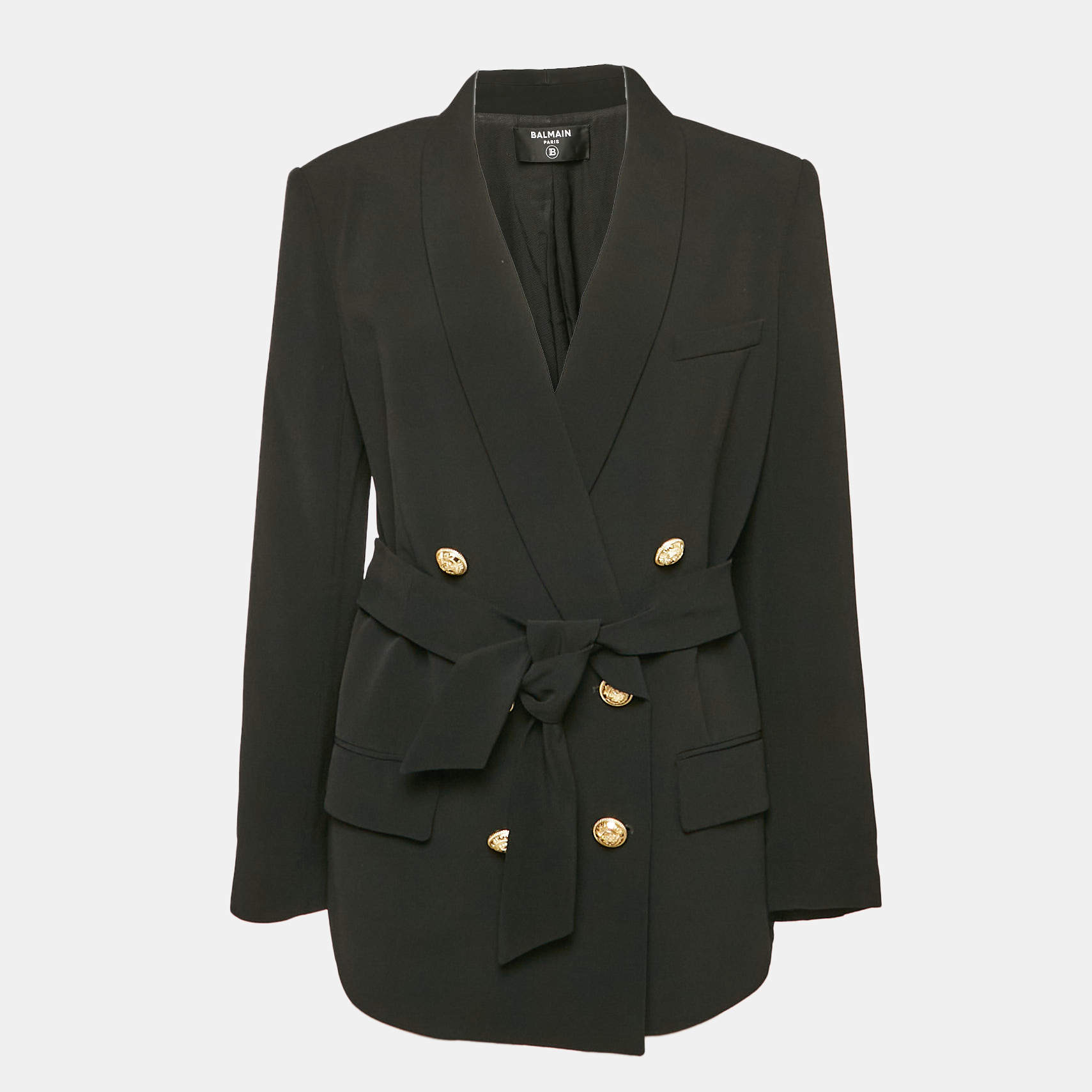 Pre Owned Balmain Black Crepe Double Breasted Blazer M