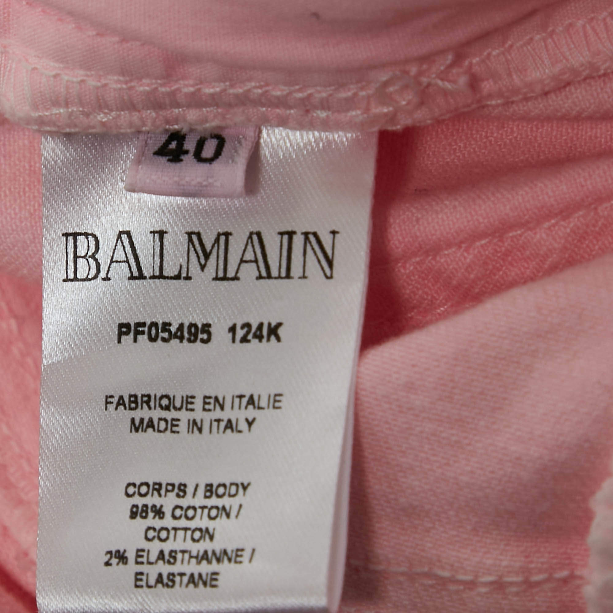 Jean Femme Balmain Rose – Denim, Boutons Détails – Taille M (FR 40 / Waist 28) – Très Bon état