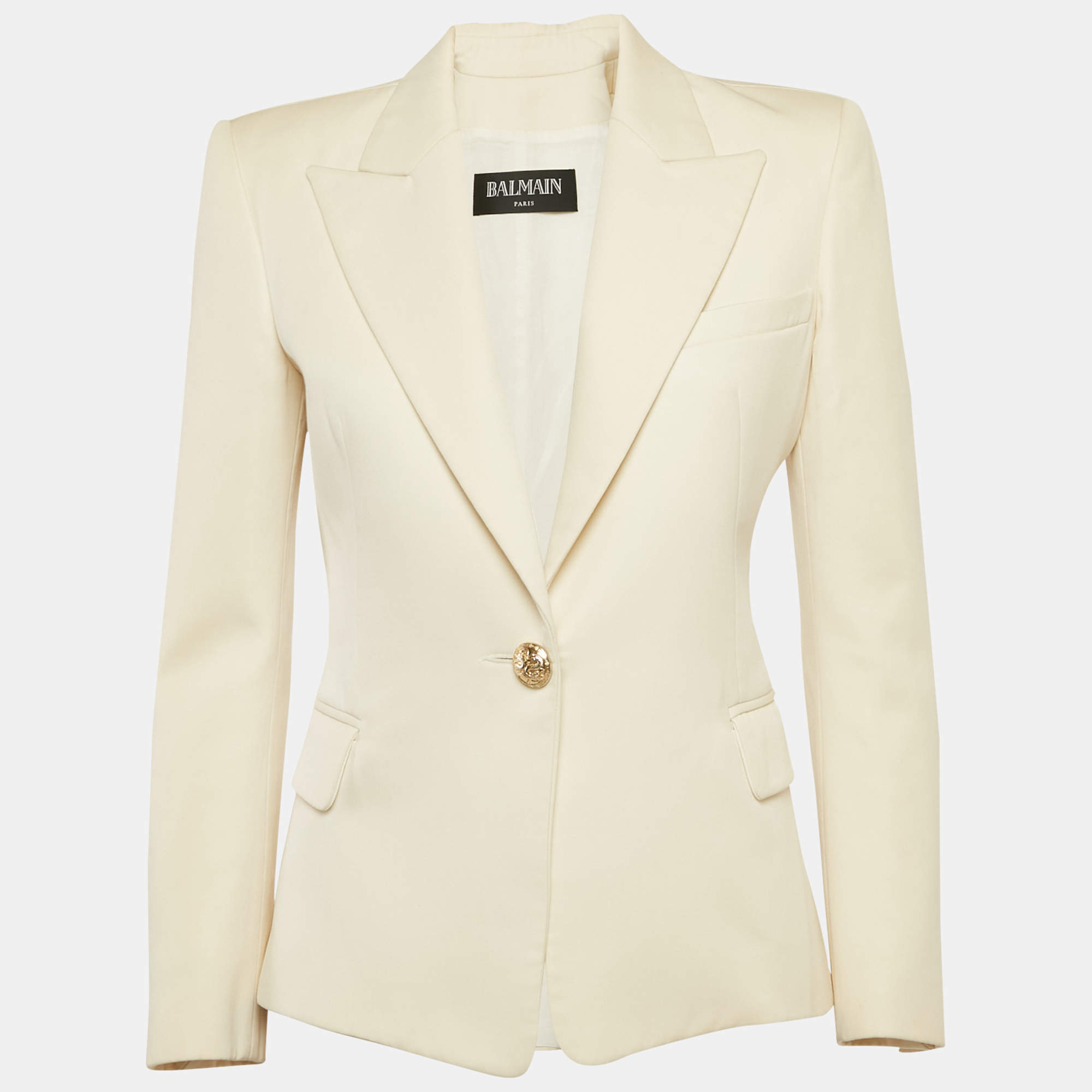 Balmain Cream Wool Tailored Blazer M