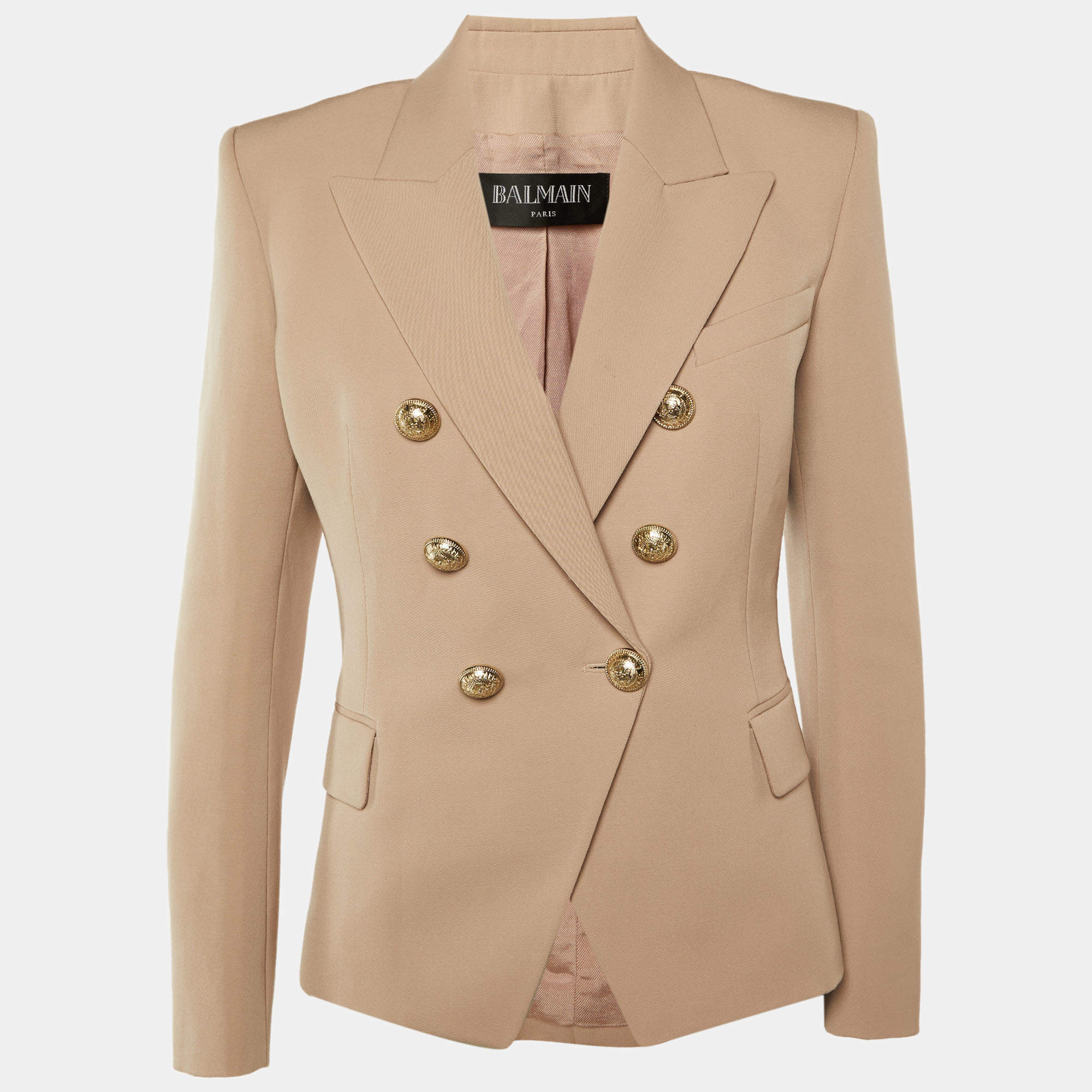 مملوكة مسبقًا Balmain Beige Wool Double Breasted Blazer M