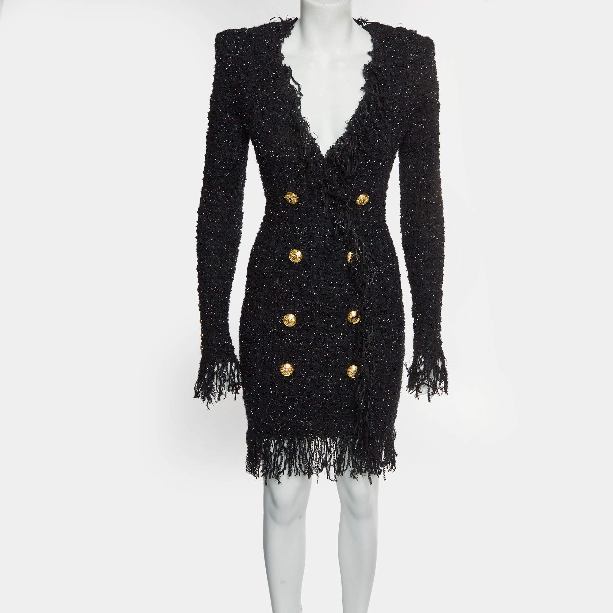 Balmain Black Jersey Gold Button Detail Dress S Balmain | TLC Balmain Black Jersey Gold Button Detail Dress S Balmain | TLC